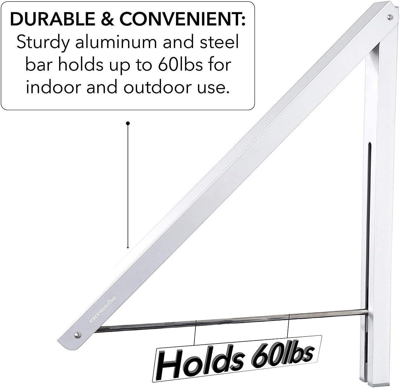 imageSingle Foldable Clothing Rack WallMounted Retractable Clothes Hanger for Laundry Dryer Room Hanging Drying Rod Small Collapsible Folding Garment Racks Dorm Accessories WhiteWhite