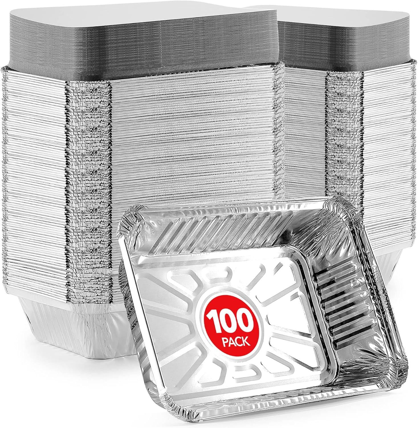 imageStock Your Home 1 Lb Small Aluminum Pans with Lids 25 Pack Foil Pans Clear Plastic Lids Disposable Cookware Takeout Trays with Lids To Go Disposable Food Containers for Restaurants amp Catering100
