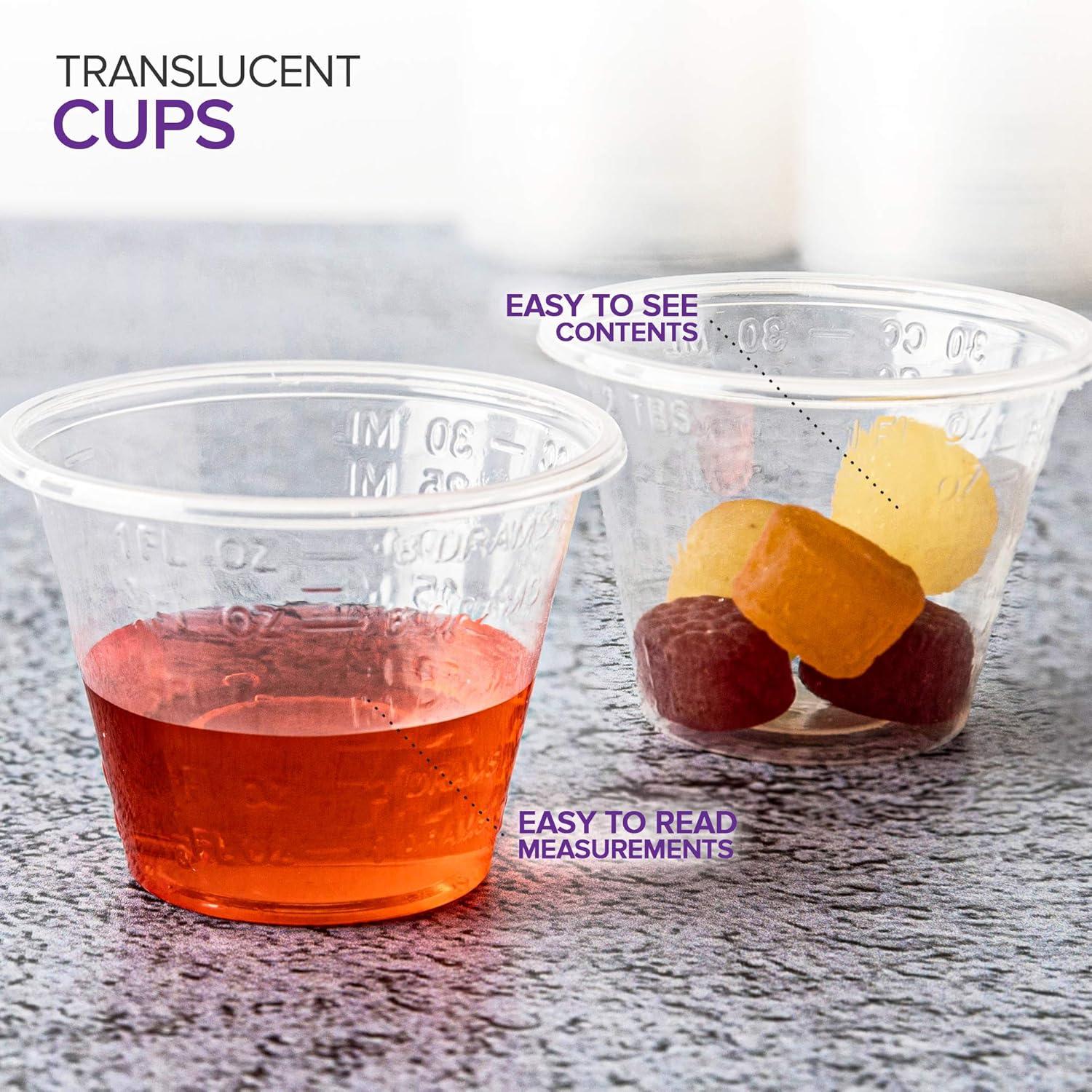 imageStock Your Home 1 oz Disposable Medicine Cups 500 Count Clear Plastic Measuring Cups Embossed Medicine Cups for Pills Liquid Medicine Epoxy Cooking Food Sampling Wine Tasting Jello Shots
