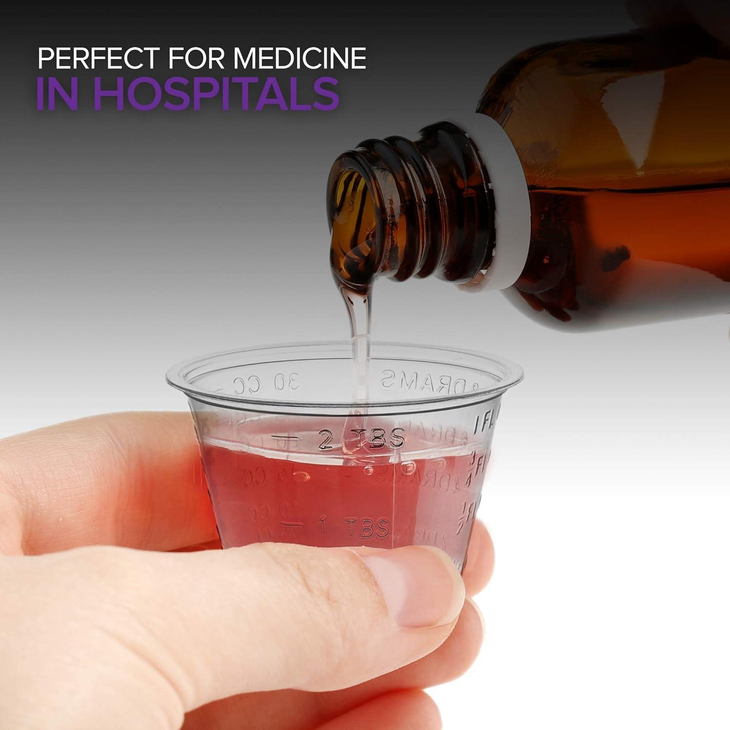imageStock Your Home 1 oz Disposable Medicine Cups 500 Count Clear Plastic Measuring Cups Embossed Medicine Cups for Pills Liquid Medicine Epoxy Cooking Food Sampling Wine Tasting Jello Shots