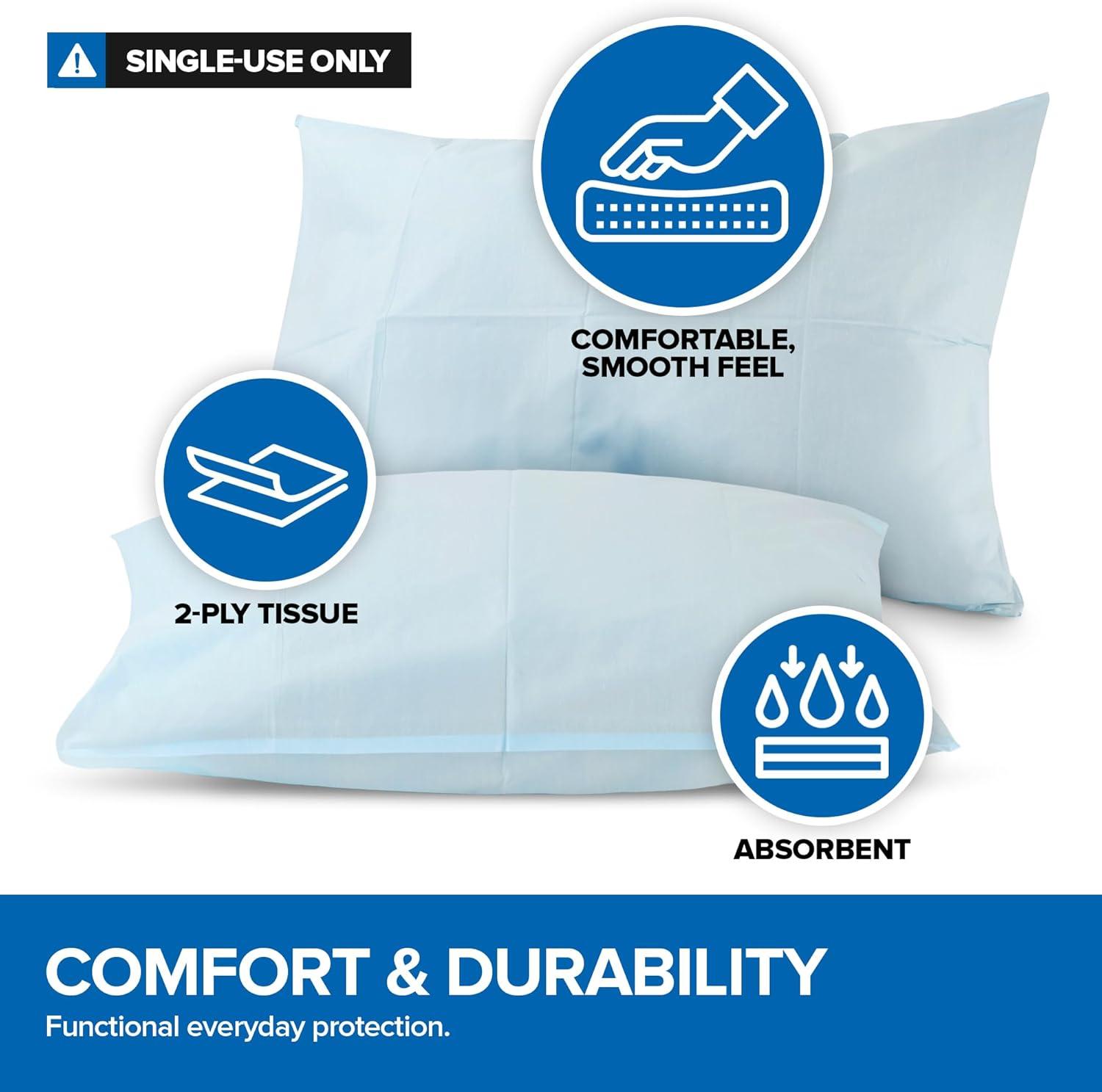 imageStock Your Home 100 Count Disposable Pillow Case Covers TissuePoly 21 x 30 Standard Size SingleUse Pillowcases with Moisture Barrier in WhiteBlue