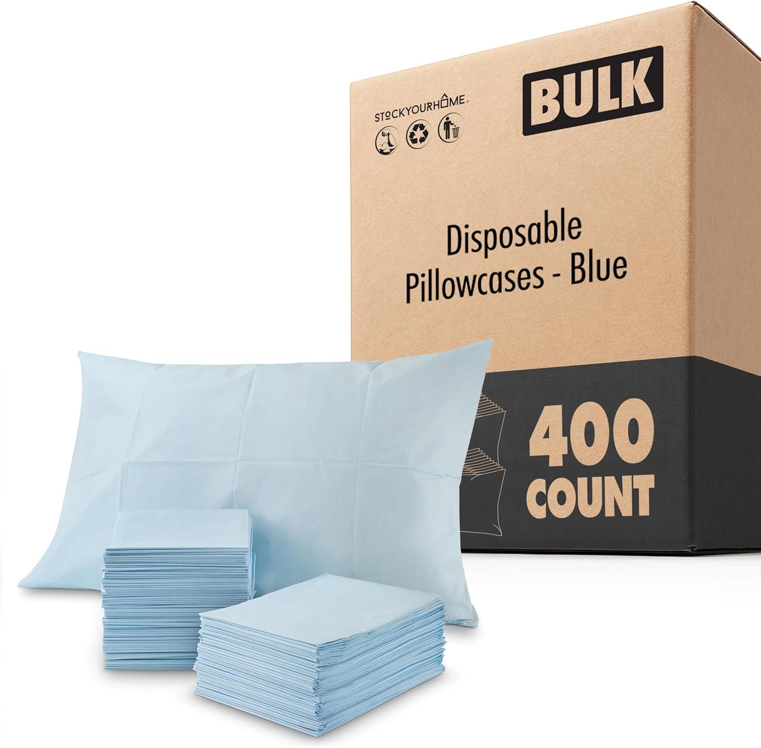 imageStock Your Home 100 Count Disposable Pillow Case Covers TissuePoly 21 x 30 Standard Size SingleUse Pillowcases with Moisture Barrier in WhiteBlue