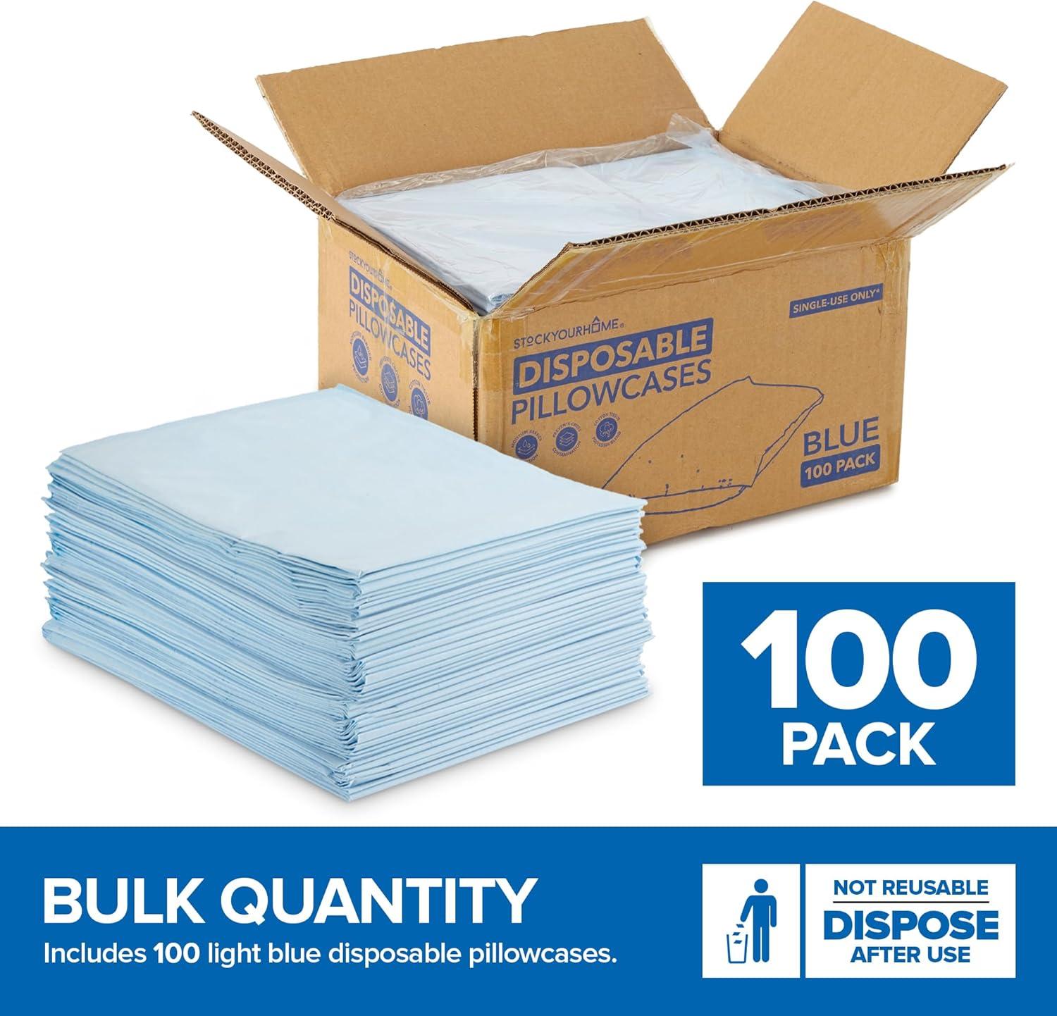 imageStock Your Home 100 Count Disposable Pillow Case Covers TissuePoly 21 x 30 Standard Size SingleUse Pillowcases with Moisture Barrier in WhiteBlue