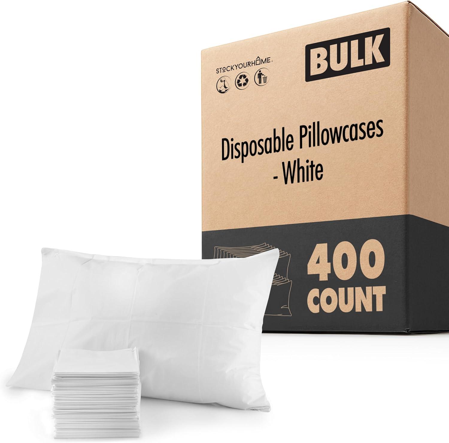 imageStock Your Home 100 Count Disposable Pillow Case Covers TissuePoly 21 x 30 Standard Size SingleUse Pillowcases with Moisture Barrier in WhiteWhite