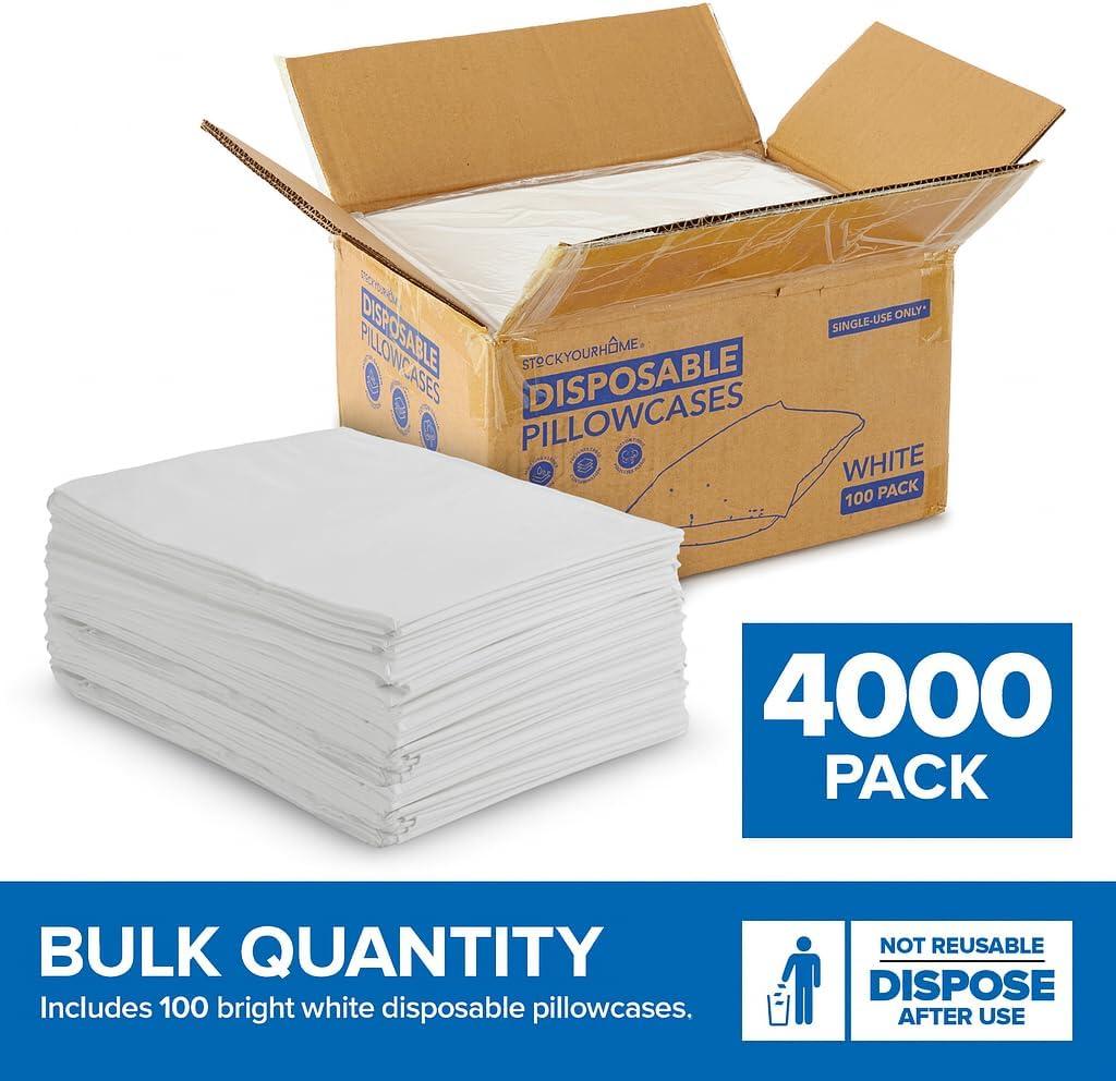 imageStock Your Home 100 Count Disposable Pillow Case Covers TissuePoly 21 x 30 Standard Size SingleUse Pillowcases with Moisture Barrier in WhiteWhite