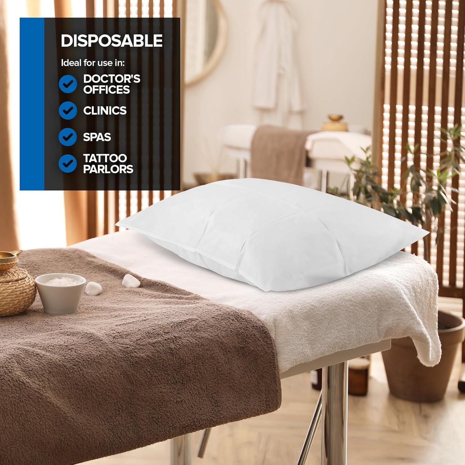 imageStock Your Home 100 Count Disposable Pillow Case Covers TissuePoly 21 x 30 Standard Size SingleUse Pillowcases with Moisture Barrier in WhiteWhite