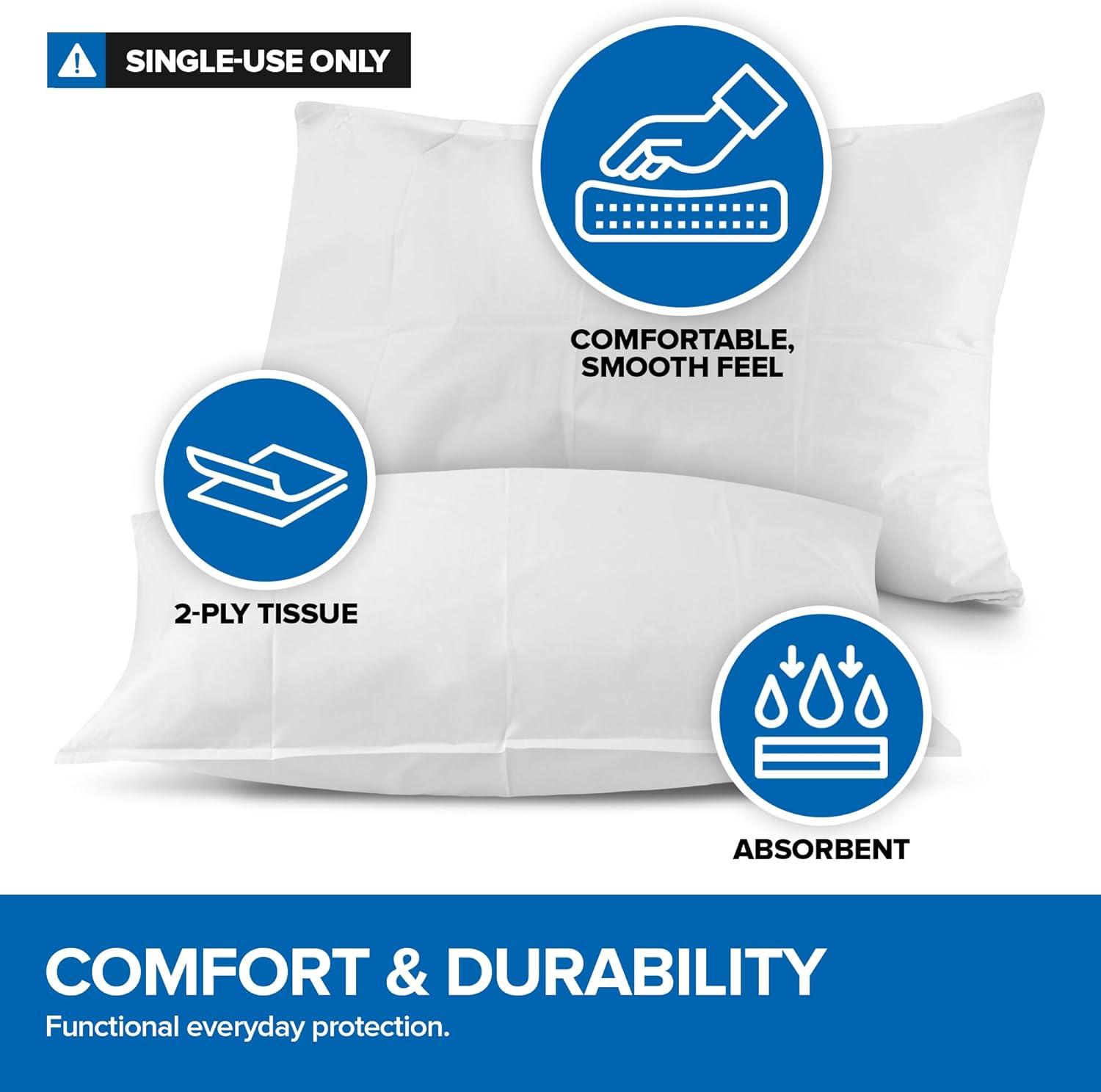 imageStock Your Home 100 Count Disposable Pillow Case Covers TissuePoly 21 x 30 Standard Size SingleUse Pillowcases with Moisture Barrier in WhiteWhite
