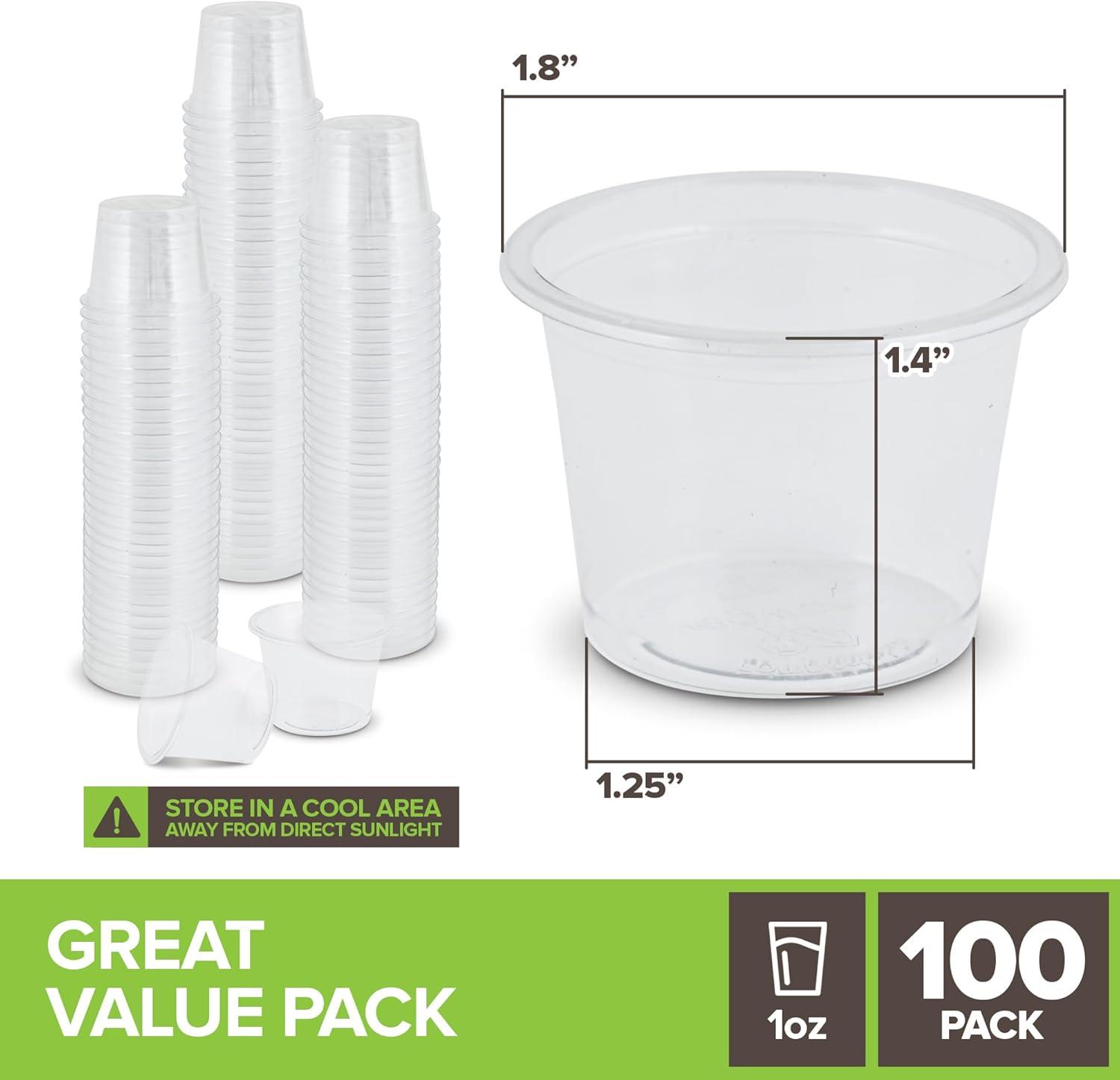 imageStock Your Home 100 Pcs Clear Commercially Compostable Shot Glasses 1 oz Eco Disposable Shot Cups for Jello Sauce Condiments100