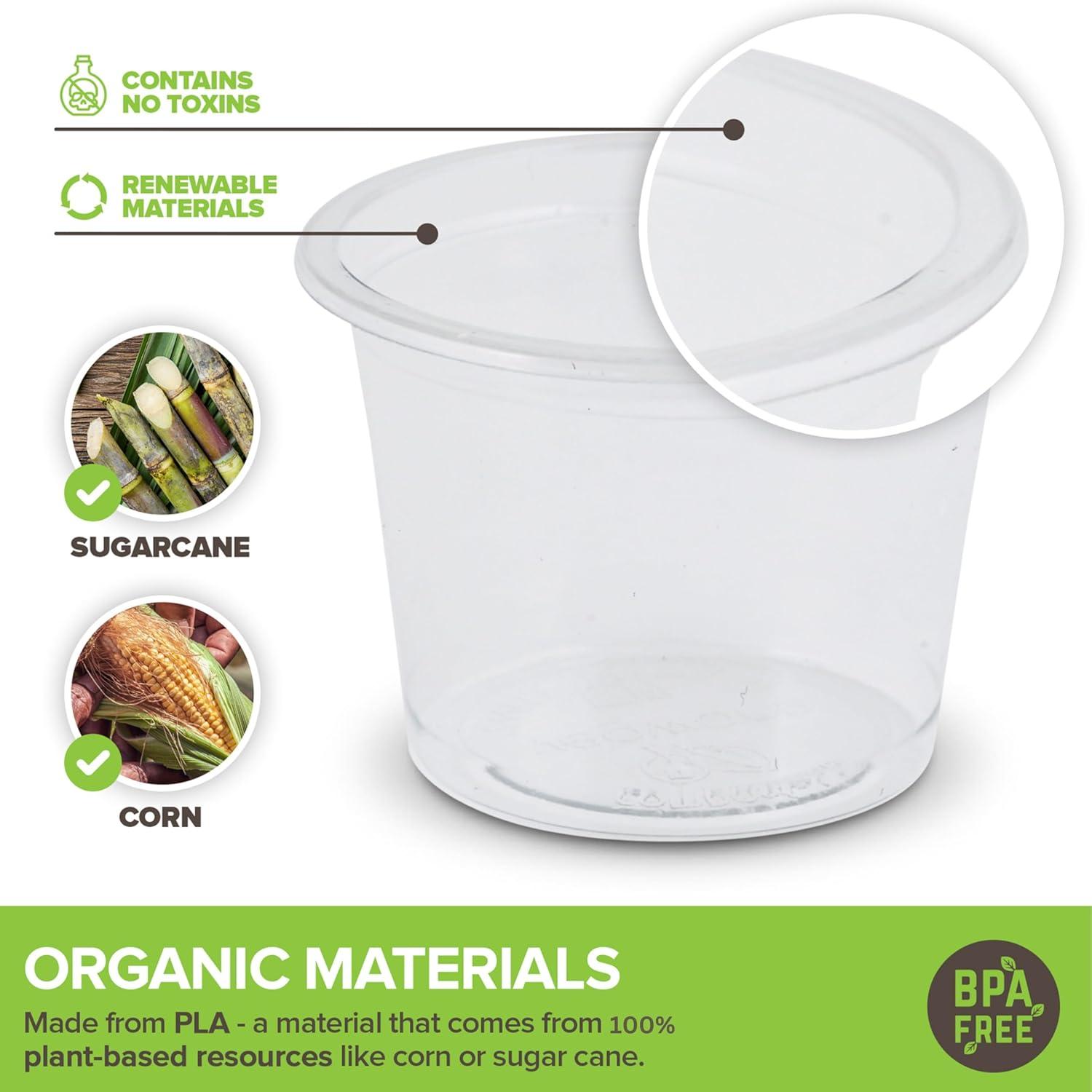imageStock Your Home 100 Pcs Clear Commercially Compostable Shot Glasses 1 oz Eco Disposable Shot Cups for Jello Sauce Condiments100