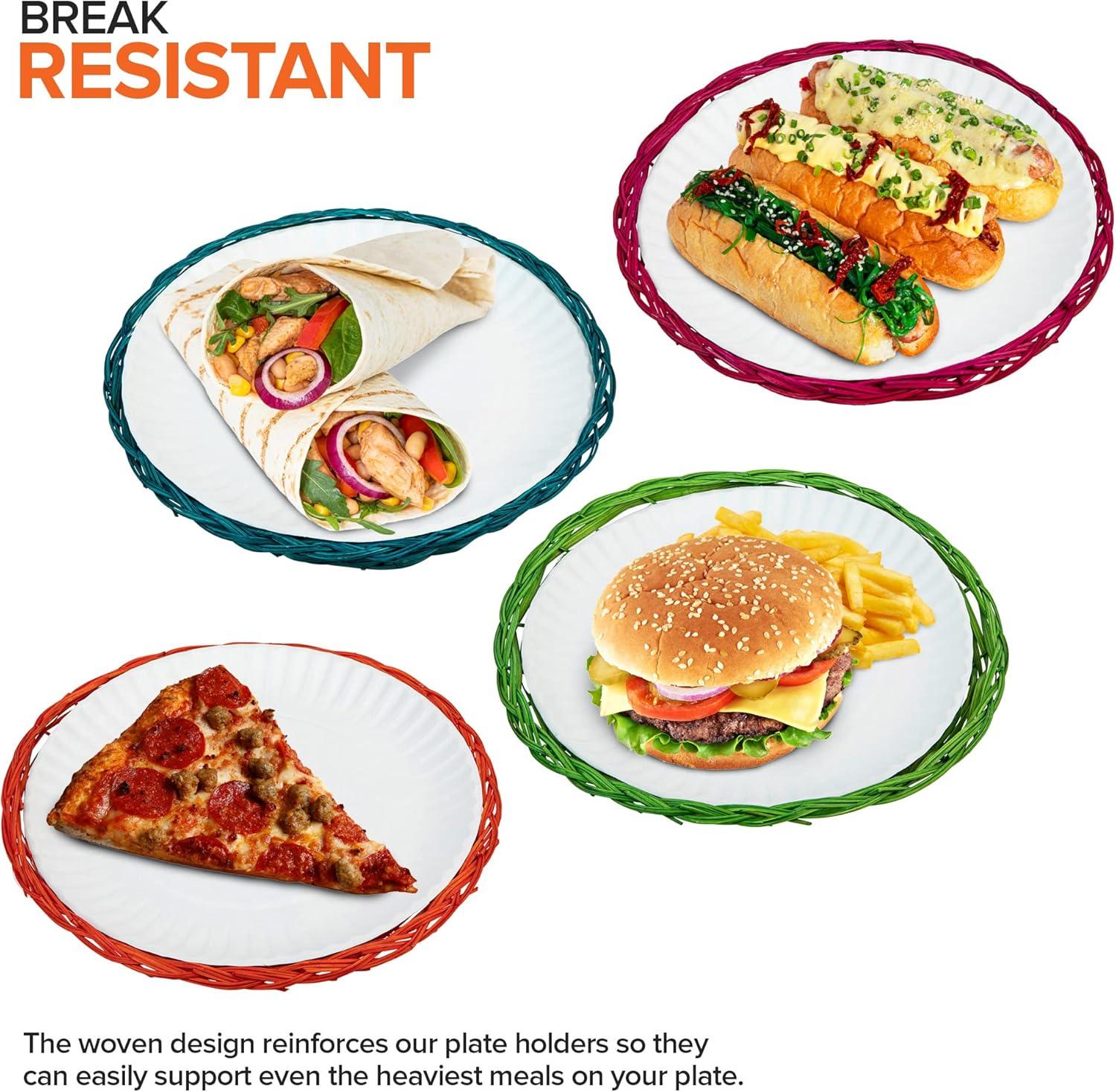 imageStock Your Home 10Inch Bamboo Paper Plate Holder 4 Count Heavy Duty Wicker Reusable Natural Charger PlatesMulticolor Bamboo