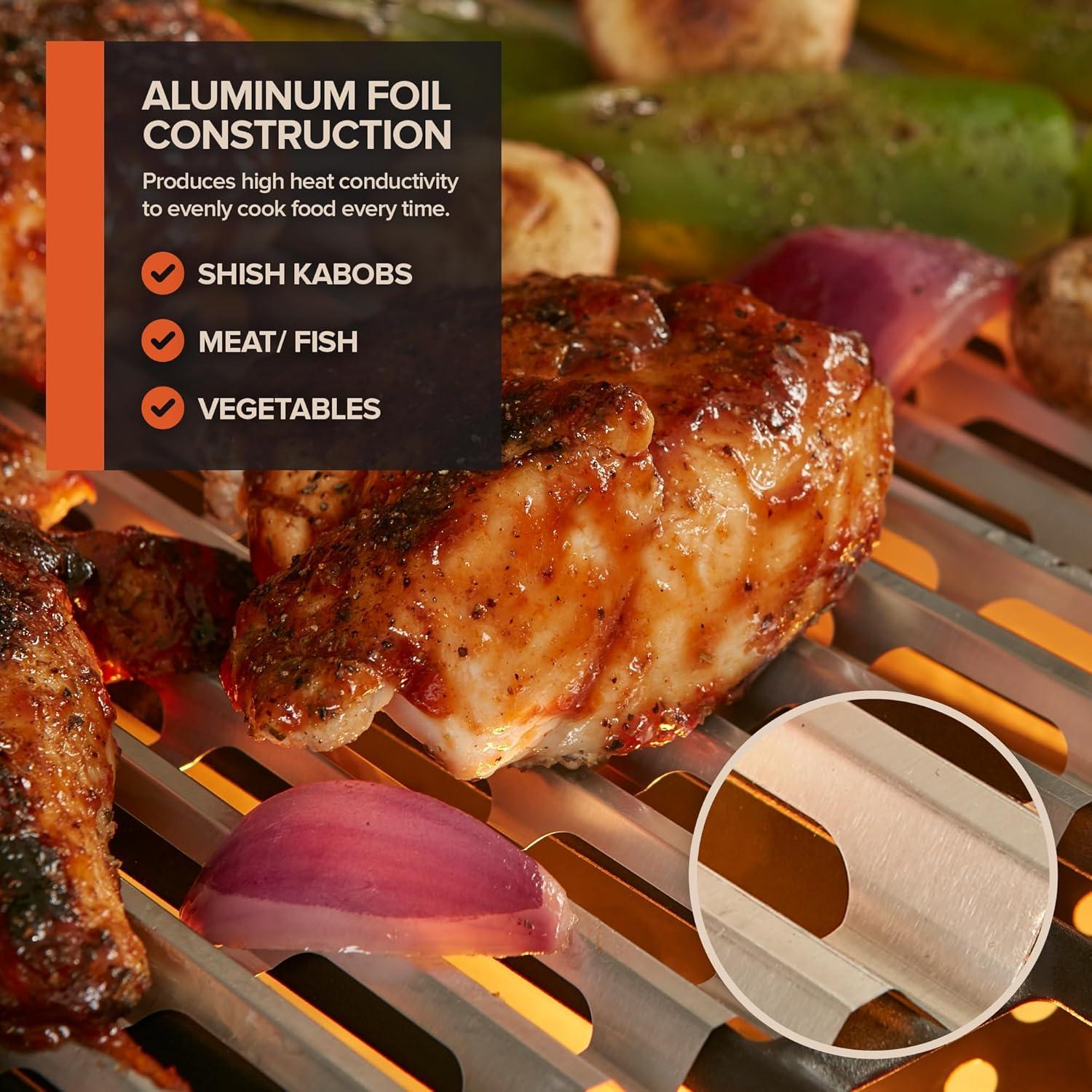 imageStock Your Home 12 Pack Aluminum Grill Grate Liners 12 x 20 No Mess Foil Disposable Grill Toppers for Outdoor Charcoal BBQs Grilling Accessories