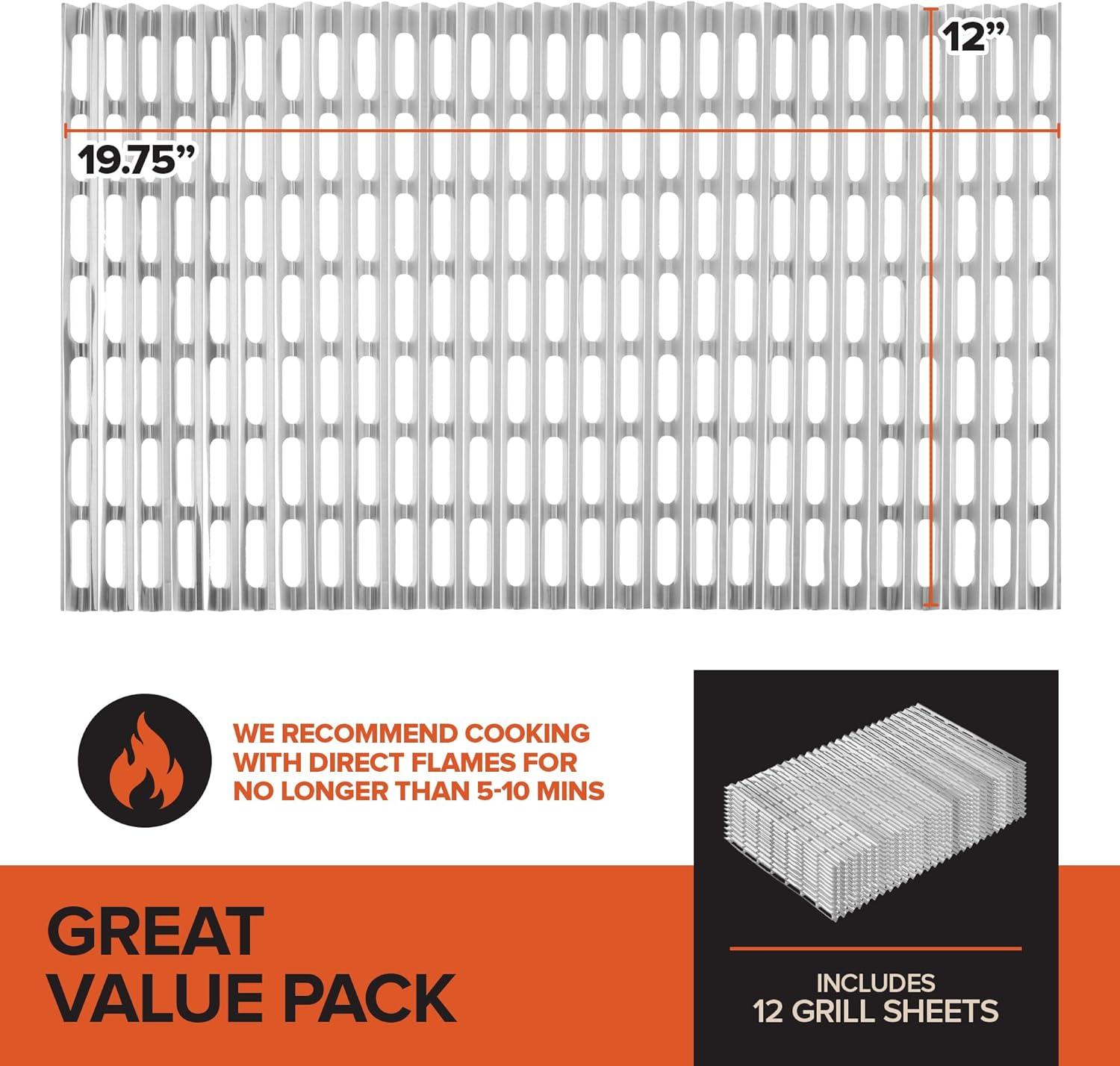 imageStock Your Home 12 Pack Aluminum Grill Grate Liners 12 x 20 No Mess Foil Disposable Grill Toppers for Outdoor Charcoal BBQs Grilling Accessories