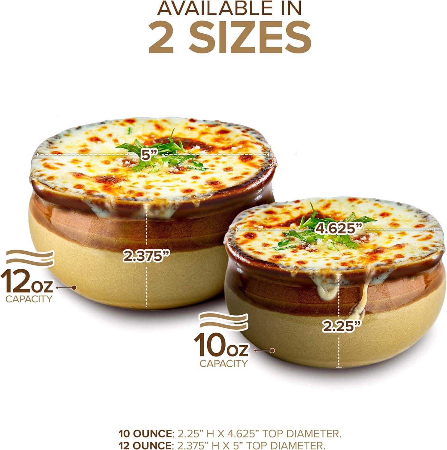 imageStock Your Home 12 oz French Onion Soup Crock 4 Pack TwoToned Brown amp Ivory Porcelain Soup Bowls Oven Safe Soup Bowls Microwave and Dishwasher Safe Soup CrocksBrown Two Tone
