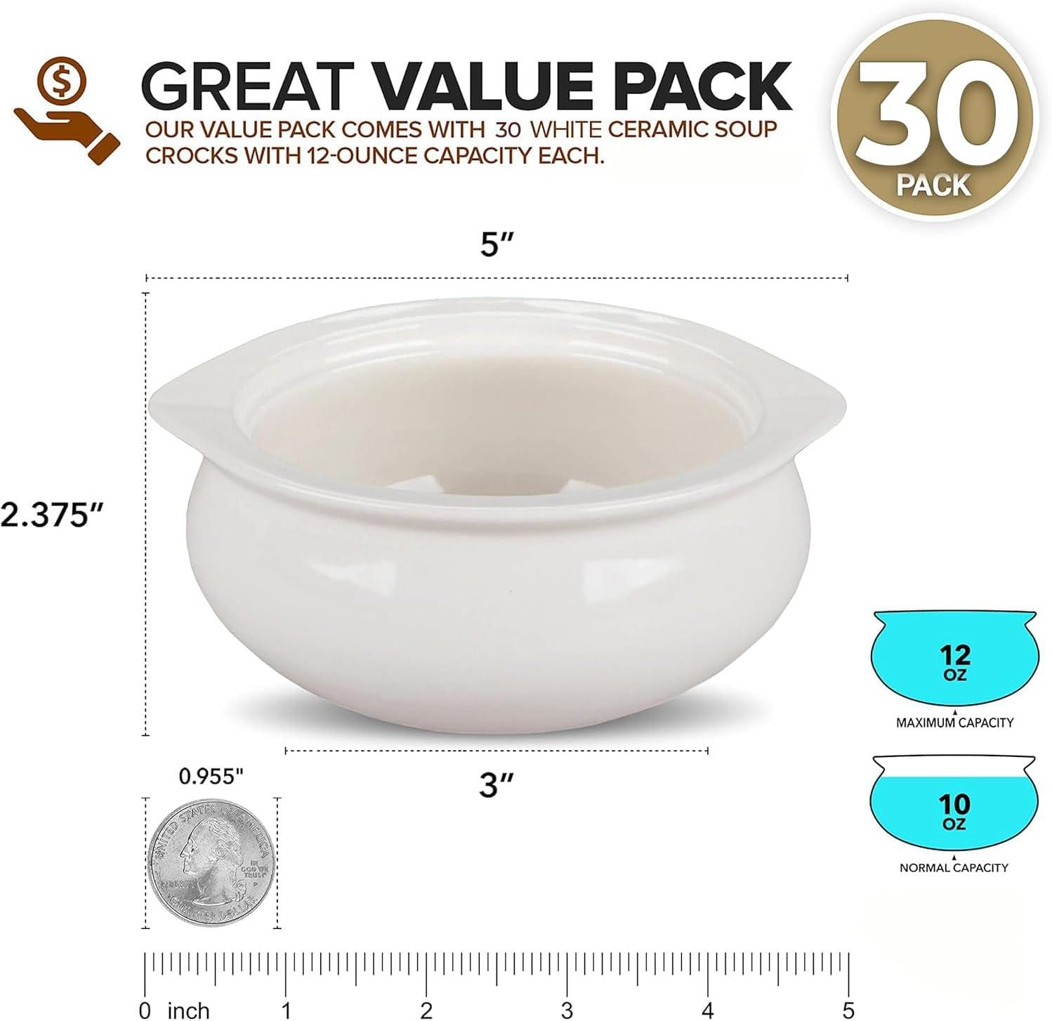imageStock Your Home 12 oz French Onion Soup Crock 4 Pack TwoToned Brown amp Ivory Porcelain Soup Bowls Oven Safe Soup Bowls Microwave and Dishwasher Safe Soup CrocksWhite