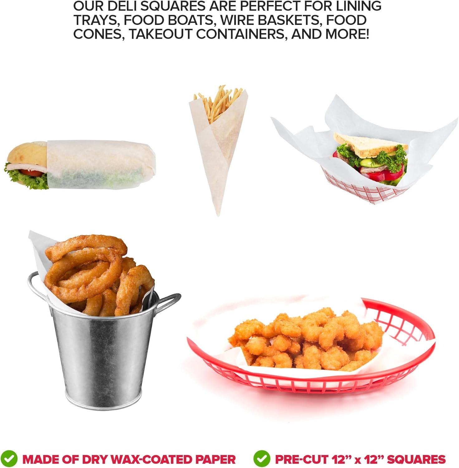 imageStock Your Home 12 x 12 Grease Proof Deli Wrapper 500 Pack Pre Cut Natural Wax Paper Sheets Recyclable Food Basket Liners White Deli Papers For Sandwiches Lining Wire Food Baskets Food Trays