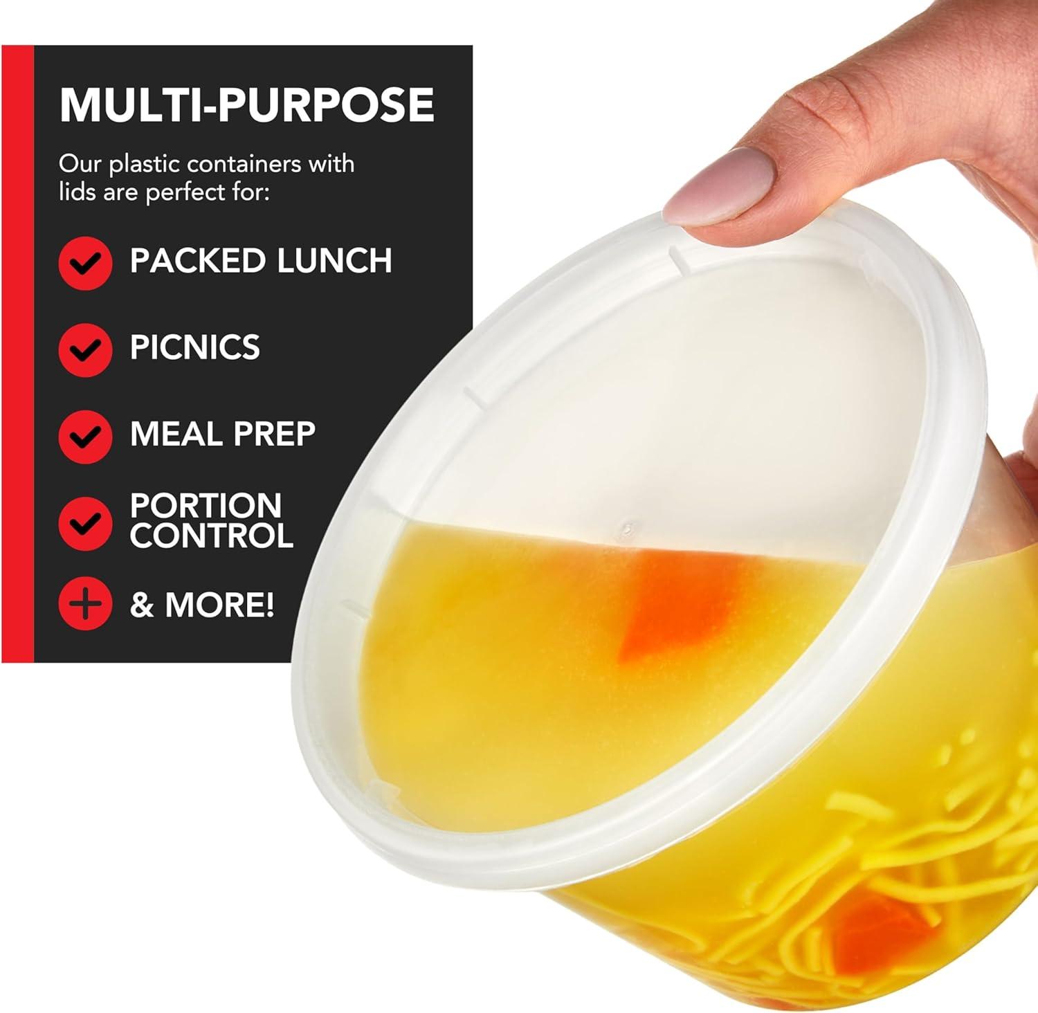 imageStock Your Home 16oz Plastic Deli Containers with Lids 48 Pack Disposable amp Reusable Freezer Containers To Go Soup Containers Microwave Safe16 oz48 Count