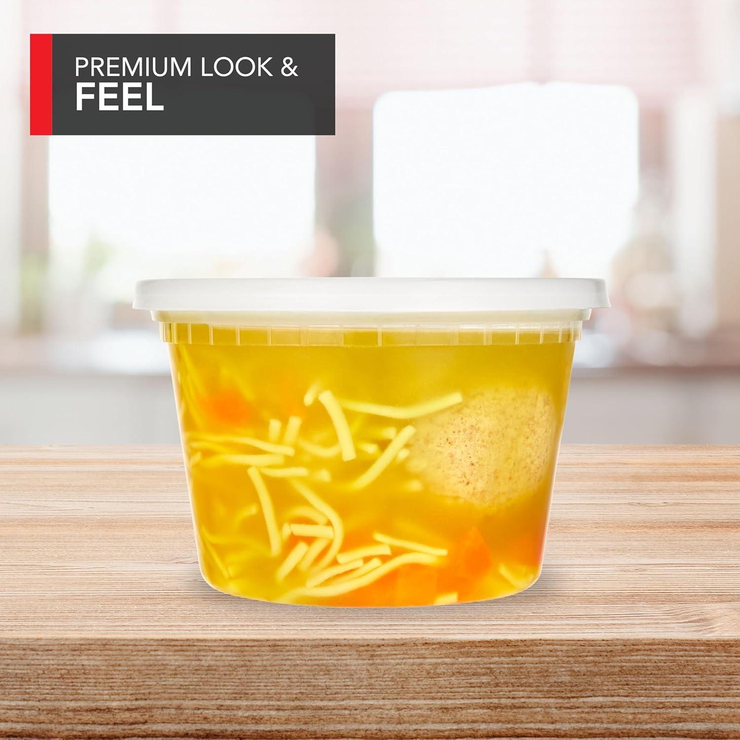 imageStock Your Home 16oz Plastic Deli Containers with Lids 48 Pack Disposable amp Reusable Freezer Containers To Go Soup Containers Microwave Safe16 oz48 Count