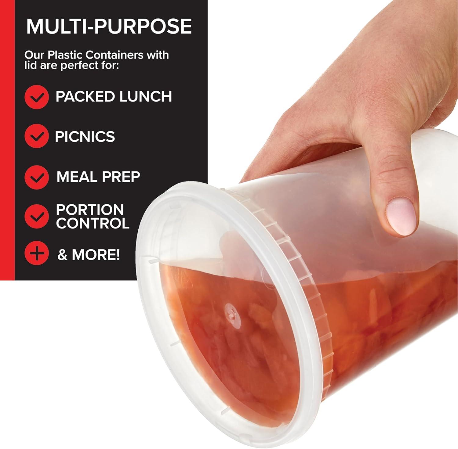 imageStock Your Home 16oz Plastic Deli Containers with Lids 48 Pack Disposable amp Reusable Freezer Containers To Go Soup Containers Microwave Safe32 oz48 Count