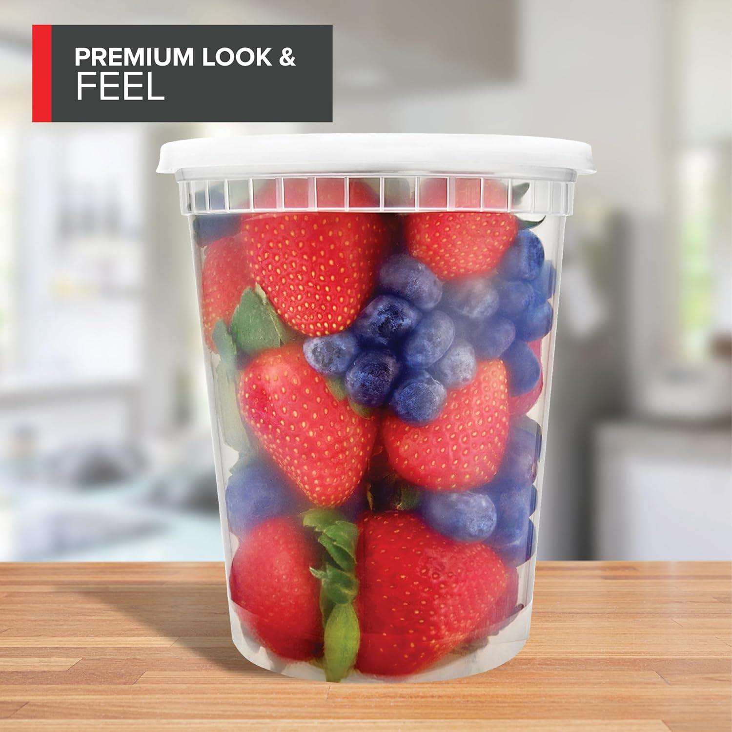 imageStock Your Home 16oz Plastic Deli Containers with Lids 48 Pack Disposable amp Reusable Freezer Containers To Go Soup Containers Microwave Safe32 oz48 Count