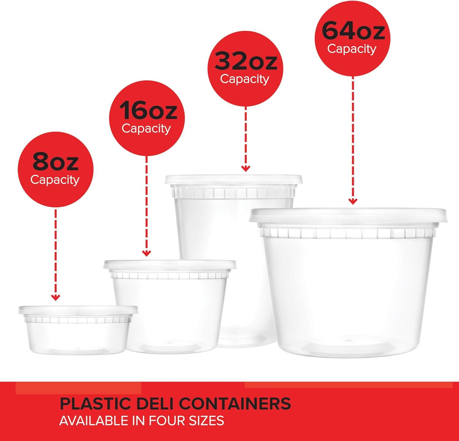 imageStock Your Home 16oz Plastic Deli Containers with Lids 48 Pack Disposable amp Reusable Freezer Containers To Go Soup Containers Microwave Safe32 oz48 Count