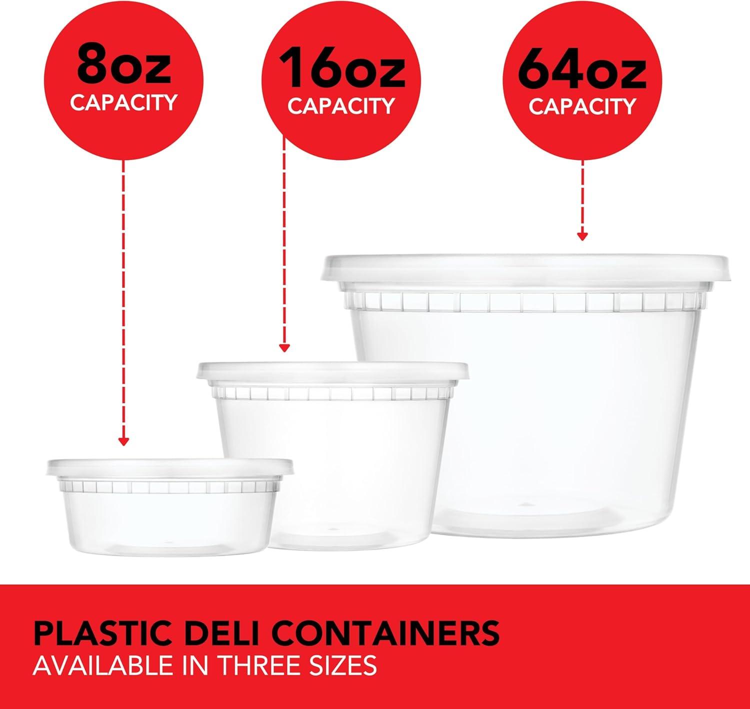 imageStock Your Home 16oz Plastic Deli Containers with Lids 48 Pack Disposable amp Reusable Freezer Containers To Go Soup Containers Microwave Safe64 oz8 Count