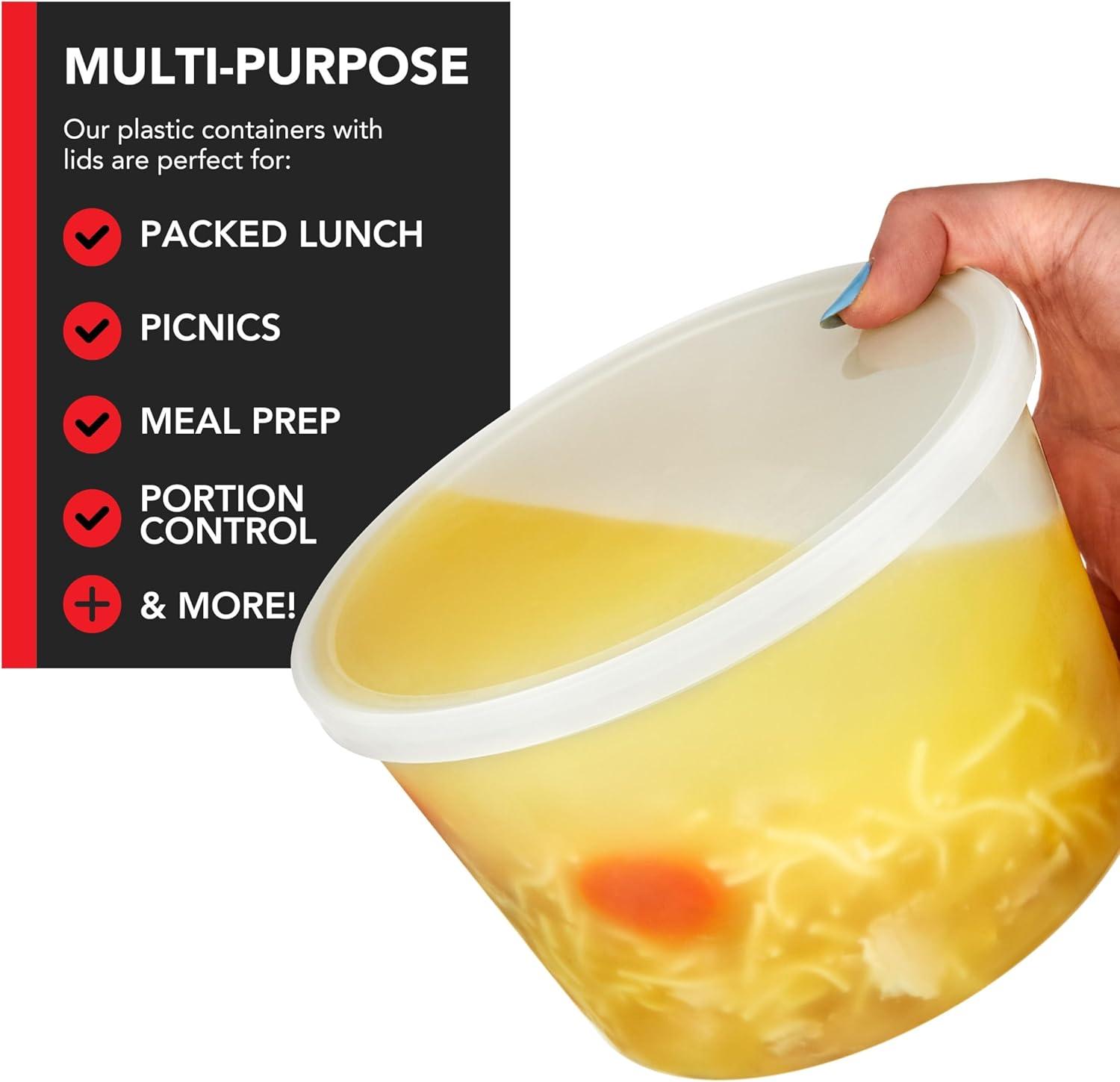 imageStock Your Home 16oz Plastic Deli Containers with Lids 48 Pack Disposable amp Reusable Freezer Containers To Go Soup Containers Microwave Safe64 oz8 Count