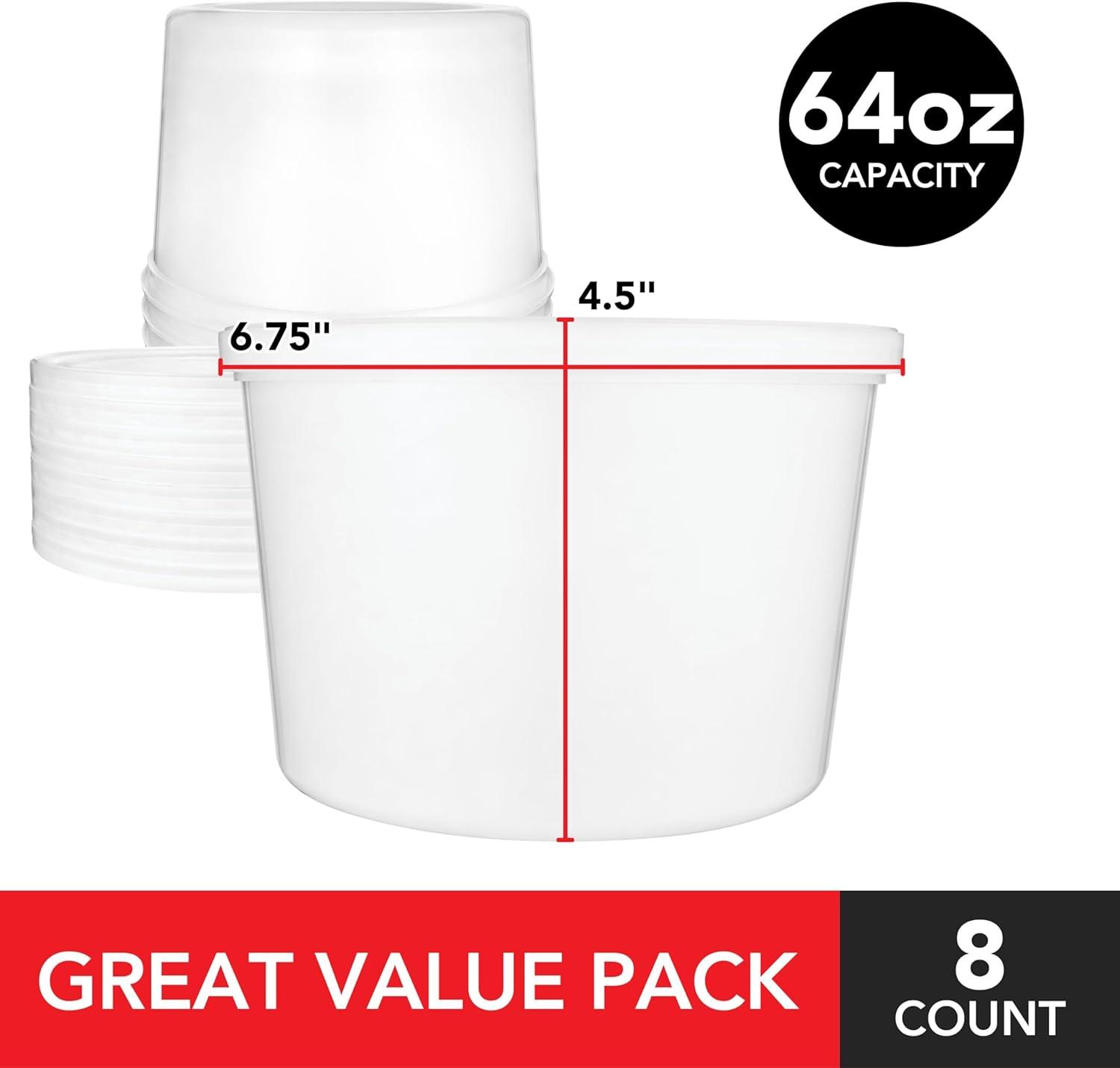 imageStock Your Home 16oz Plastic Deli Containers with Lids 48 Pack Disposable amp Reusable Freezer Containers To Go Soup Containers Microwave Safe64 oz8 Count