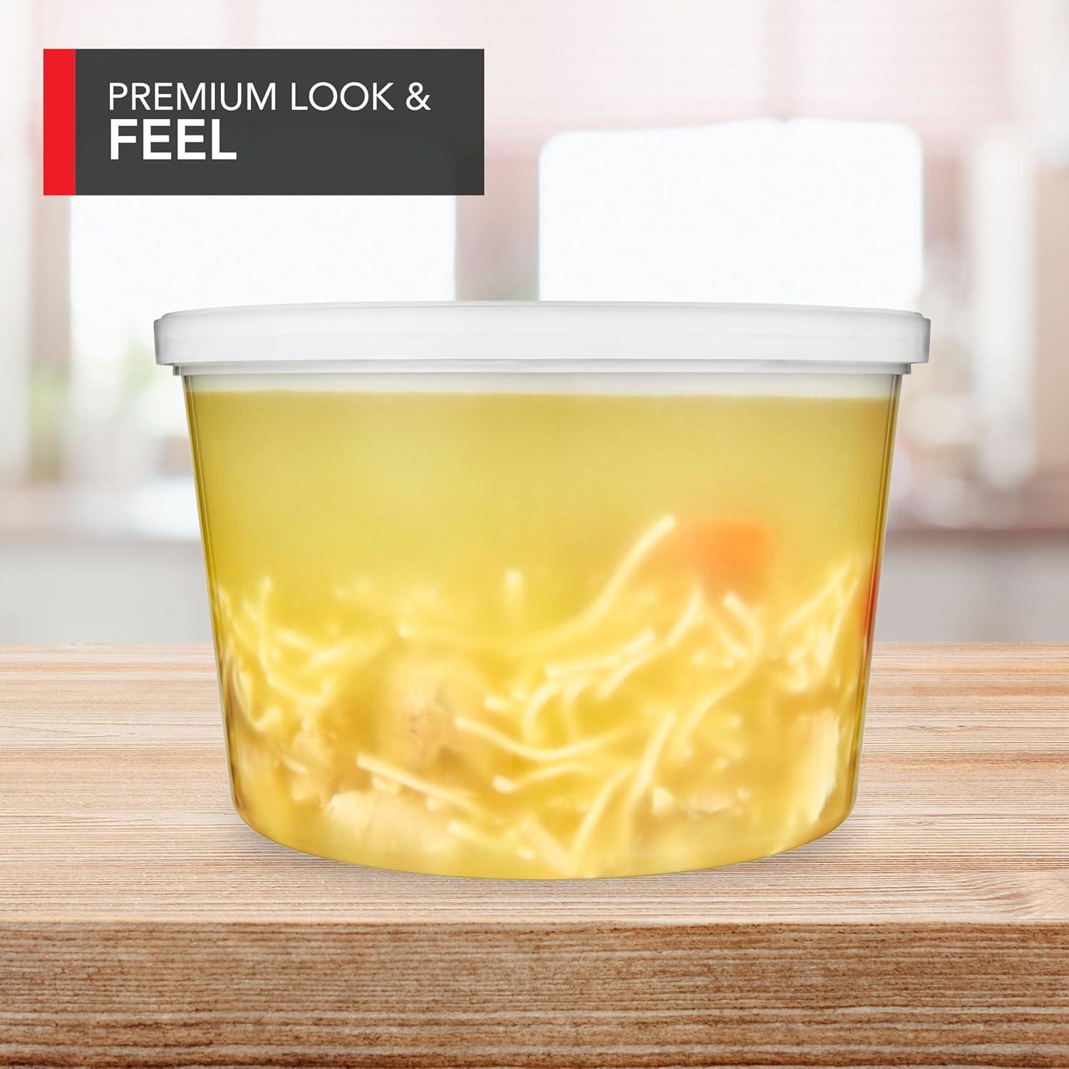 imageStock Your Home 16oz Plastic Deli Containers with Lids 48 Pack Disposable amp Reusable Freezer Containers To Go Soup Containers Microwave Safe64 oz8 Count