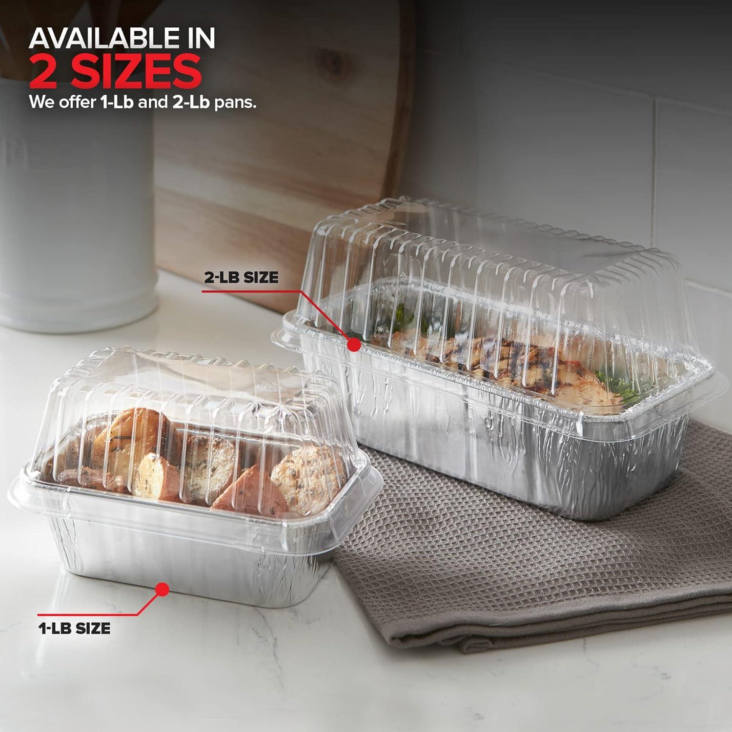 imageStock Your Home 2 Lb Aluminum Foil Mini Loaf Pans 50 Pack Disposable Small Loaf Pan 2 Pound Baking Tin Liners Perfect to Bake Cakes Bread Loaves and Meat 85 x 45 x 25Pans Lids