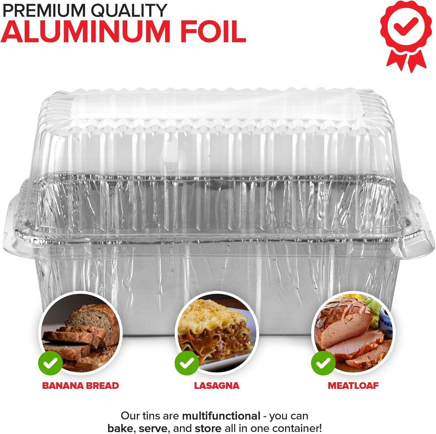 imageStock Your Home 2 Lb Aluminum Foil Mini Loaf Pans 50 Pack Disposable Small Loaf Pan 2 Pound Baking Tin Liners Perfect to Bake Cakes Bread Loaves and Meat 85 x 45 x 25Pans Lids