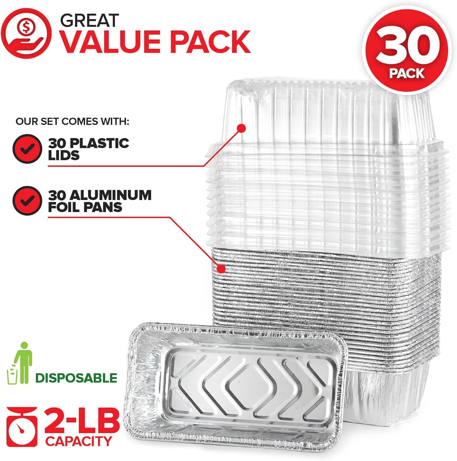 imageStock Your Home 2 Lb Aluminum Foil Mini Loaf Pans 50 Pack Disposable Small Loaf Pan 2 Pound Baking Tin Liners Perfect to Bake Cakes Bread Loaves and Meat 85 x 45 x 25Pans Lids