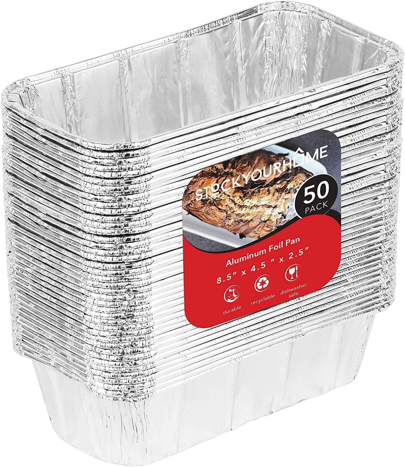 imageStock Your Home 2 Lb Aluminum Foil Mini Loaf Pans 50 Pack Disposable Small Loaf Pan 2 Pound Baking Tin Liners Perfect to Bake Cakes Bread Loaves and Meat 85 x 45 x 25Pans
