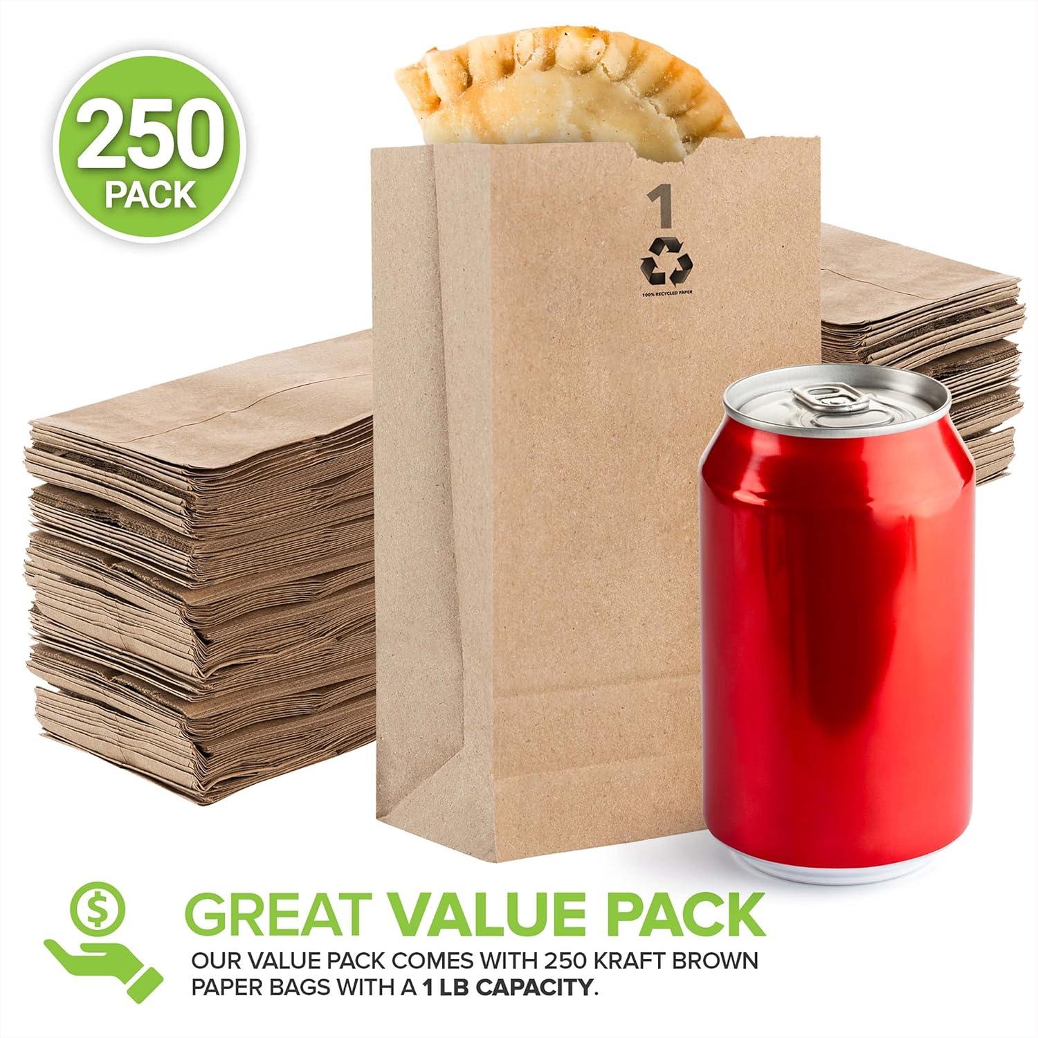 imageStock Your Home 2 Lb Kraft Small Brown Paper Bags 250 Count Mini Size Bag for Packing Breakfast Food Snack or Lunch Items Blank Bulk Pack Disposable Sack for Arts amp Crafts Projects1 lb
