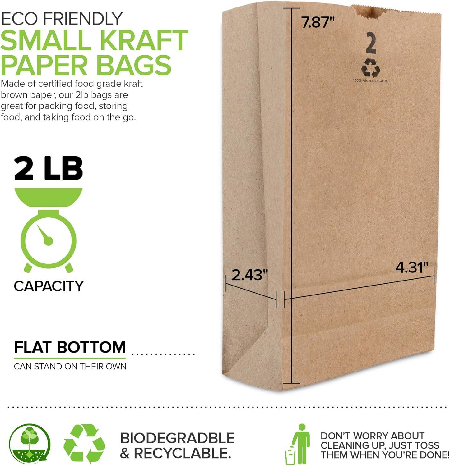 imageStock Your Home 2 Lb Kraft Small Brown Paper Bags 250 Count Mini Size Bag for Packing Breakfast Food Snack or Lunch Items Blank Bulk Pack Disposable Sack for Arts amp Crafts Projects2 lb