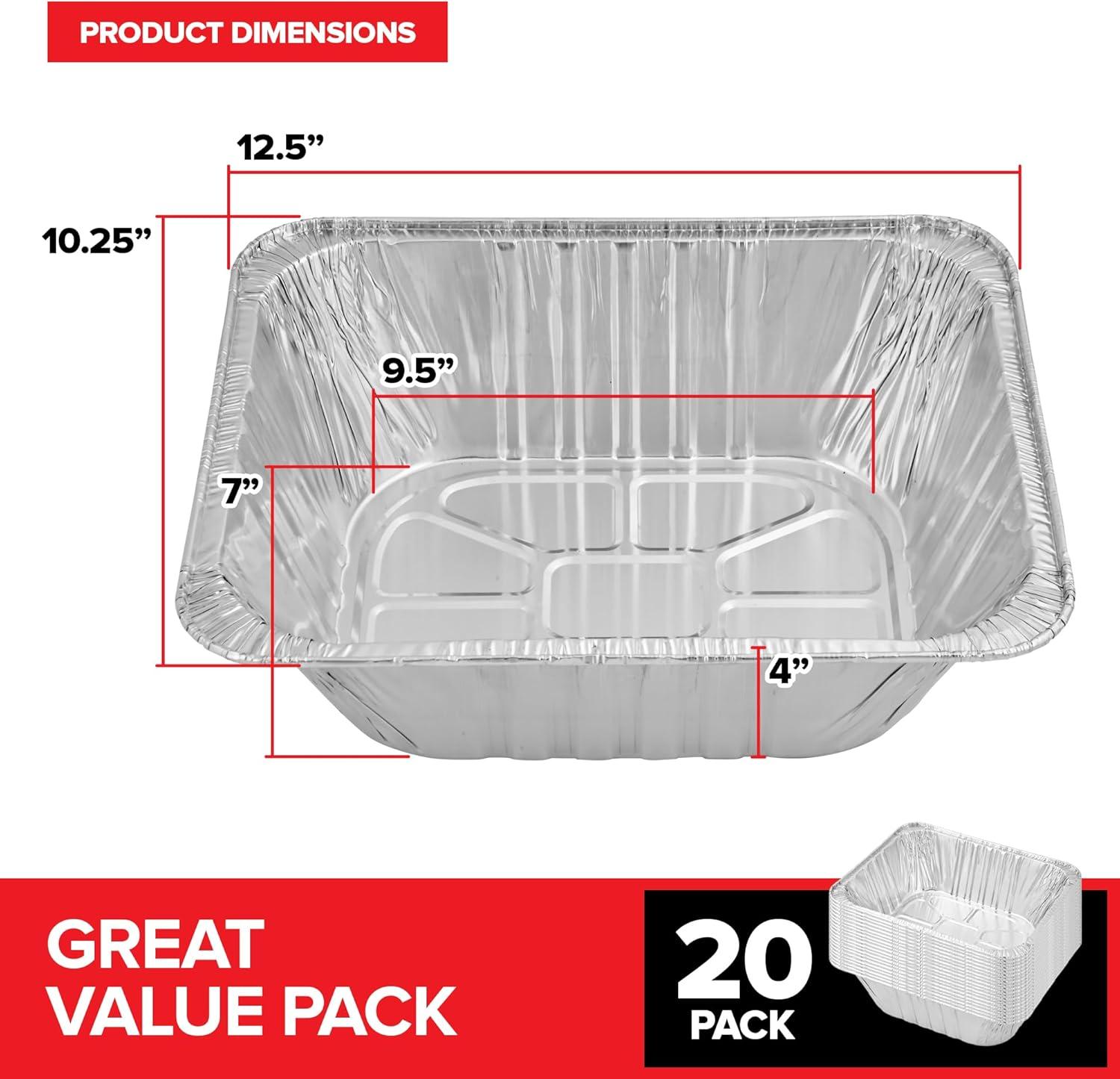 imageStock Your Home 20 Pack Deep Aluminum Pans 9x13 Heavy Duty 4 Deep Foil Pans Disposable Catering Trays Baking Tins Large Food Containers for Cooking Heating Storage Serving Holiday Meal Prep20