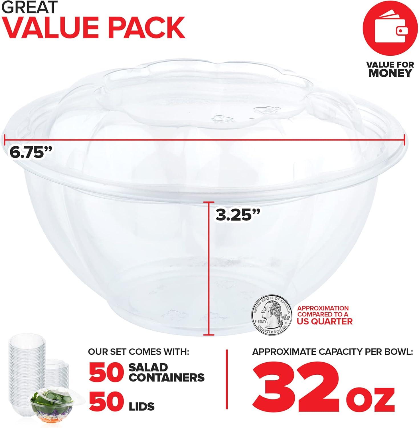 imageStock Your Home 24oz Clear Plastic Salad Bowls with Lids Disposable 50 Pack Small Takeout Container with Snap on Lid for Fruit Salads Quinoa Lunch and Meal Prep Acai Bowl ToGo Party Containers32 oz 50 Count