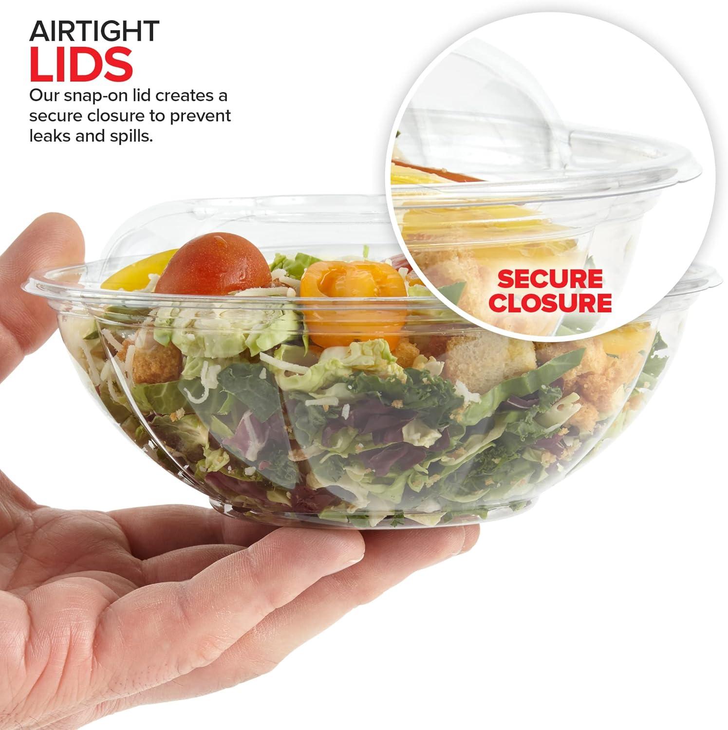imageStock Your Home 24oz Clear Plastic Salad Bowls with Lids Disposable 50 Pack Small Takeout Container with Snap on Lid for Fruit Salads Quinoa Lunch and Meal Prep Acai Bowl ToGo Party Containers24oz