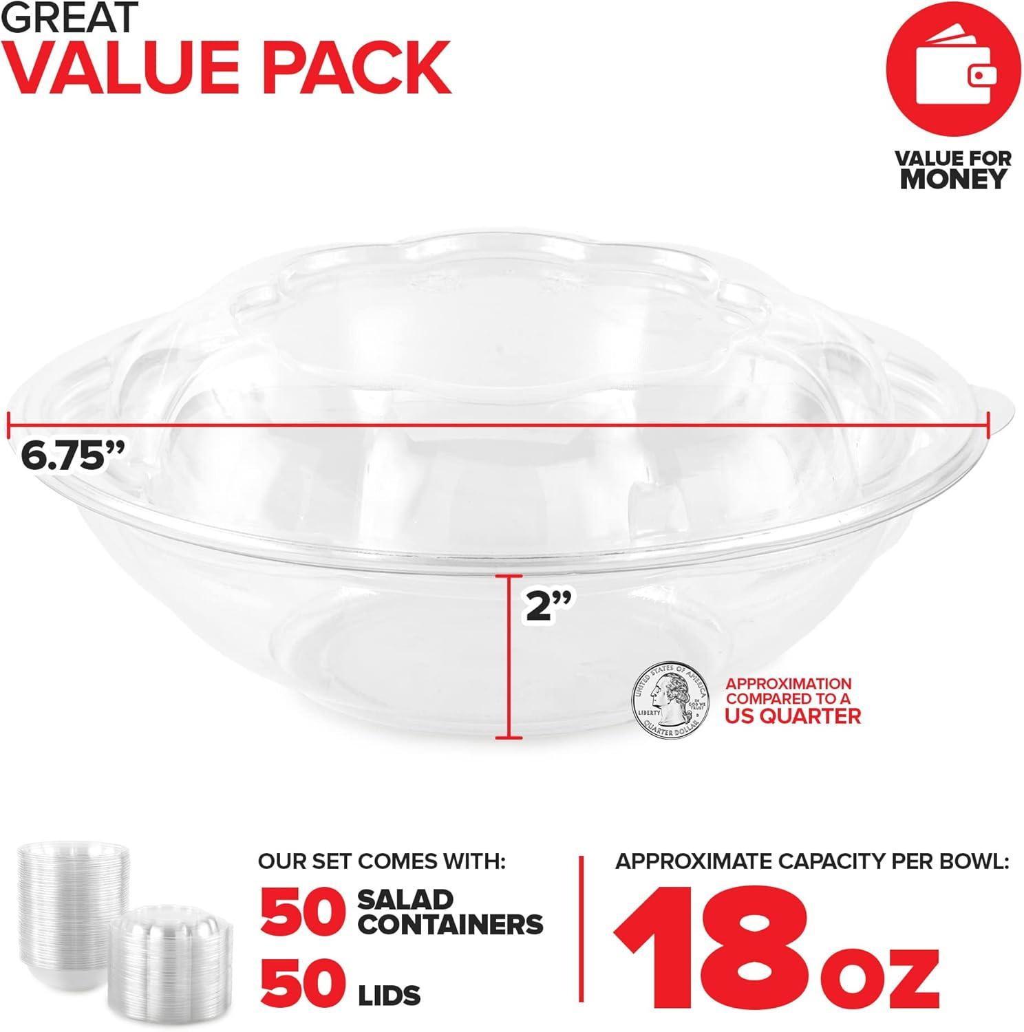 imageStock Your Home 24oz Clear Plastic Salad Bowls with Lids Disposable 50 Pack Small Takeout Container with Snap on Lid for Fruit Salads Quinoa Lunch and Meal Prep Acai Bowl ToGo Party Containers18oz