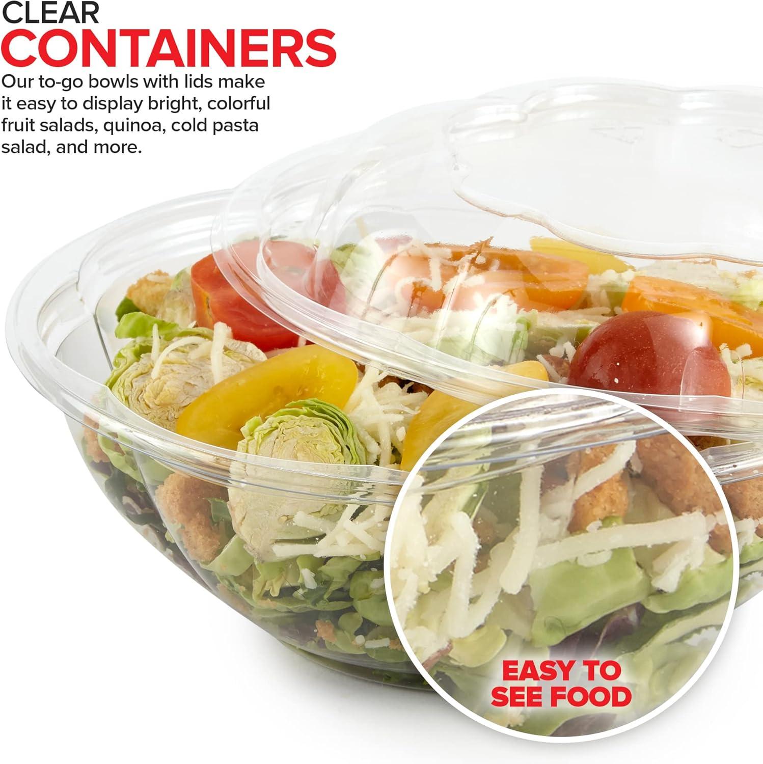 imageStock Your Home 24oz Clear Plastic Salad Bowls with Lids Disposable 50 Pack Small Takeout Container with Snap on Lid for Fruit Salads Quinoa Lunch and Meal Prep Acai Bowl ToGo Party Containers24oz