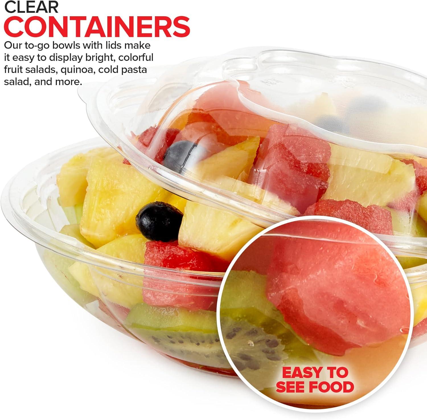 imageStock Your Home 24oz Clear Plastic Salad Bowls with Lids Disposable 50 Pack Small Takeout Container with Snap on Lid for Fruit Salads Quinoa Lunch and Meal Prep Acai Bowl ToGo Party Containers18oz