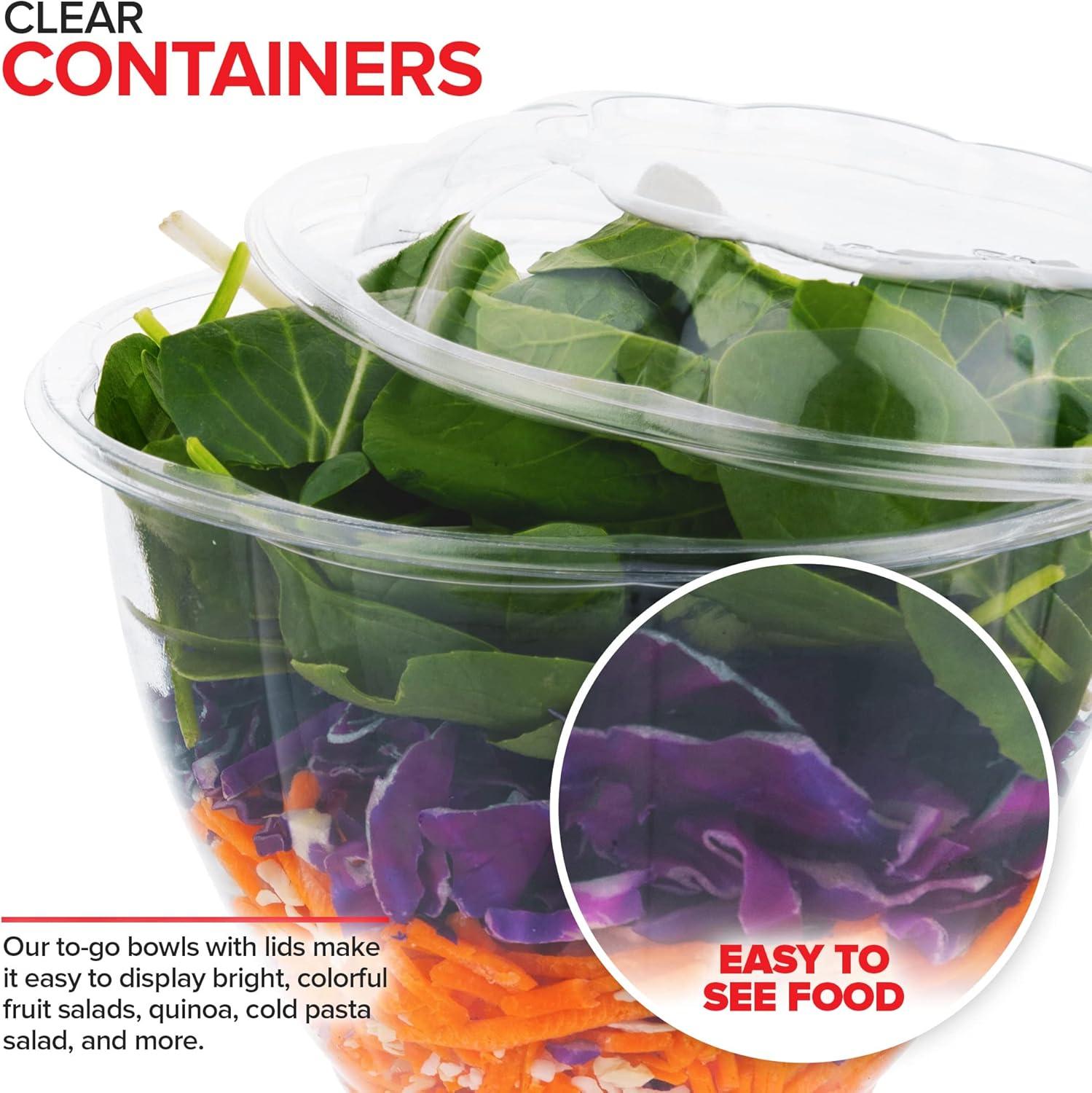 imageStock Your Home 24oz Clear Plastic Salad Bowls with Lids Disposable 50 Pack Small Takeout Container with Snap on Lid for Fruit Salads Quinoa Lunch and Meal Prep Acai Bowl ToGo Party Containers48 oz