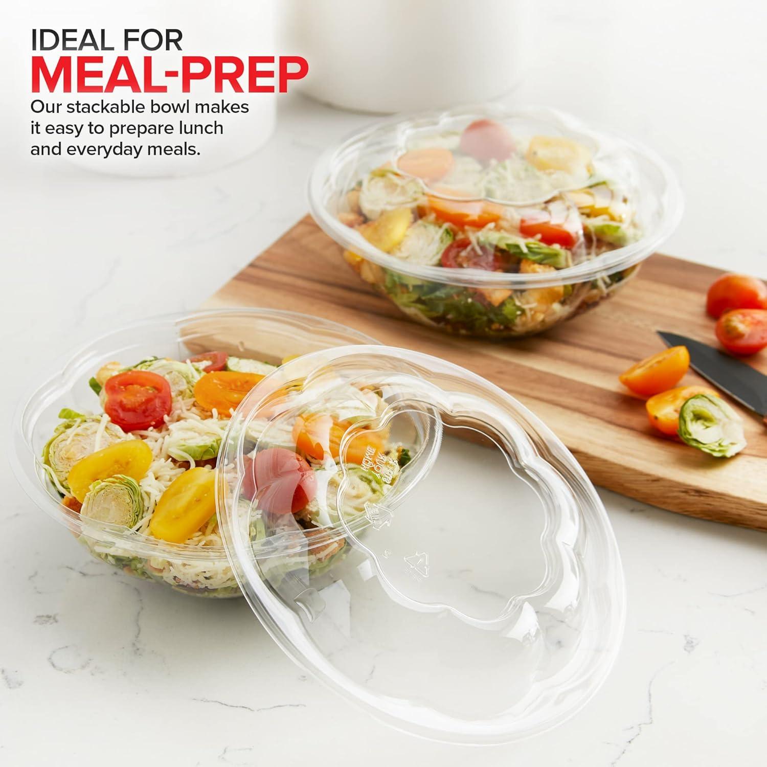 imageStock Your Home 24oz Clear Plastic Salad Bowls with Lids Disposable 50 Pack Small Takeout Container with Snap on Lid for Fruit Salads Quinoa Lunch and Meal Prep Acai Bowl ToGo Party Containers24oz