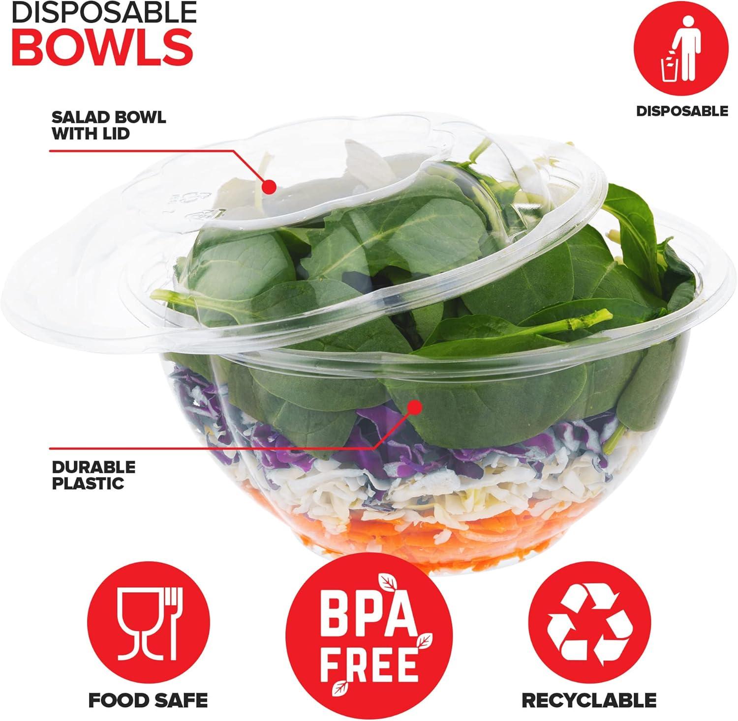 imageStock Your Home 24oz Clear Plastic Salad Bowls with Lids Disposable 50 Pack Small Takeout Container with Snap on Lid for Fruit Salads Quinoa Lunch and Meal Prep Acai Bowl ToGo Party Containers32 oz 50 Count