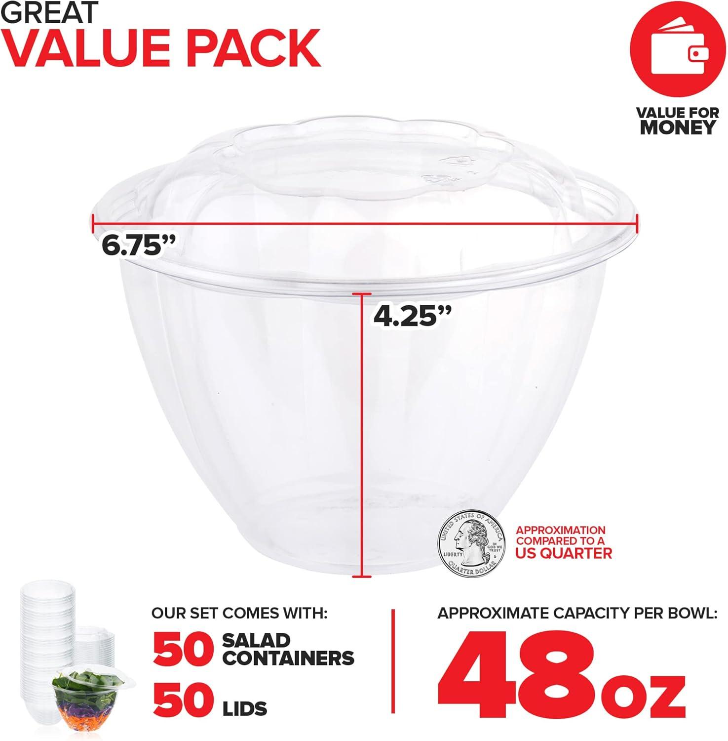 imageStock Your Home 24oz Clear Plastic Salad Bowls with Lids Disposable 50 Pack Small Takeout Container with Snap on Lid for Fruit Salads Quinoa Lunch and Meal Prep Acai Bowl ToGo Party Containers48 oz