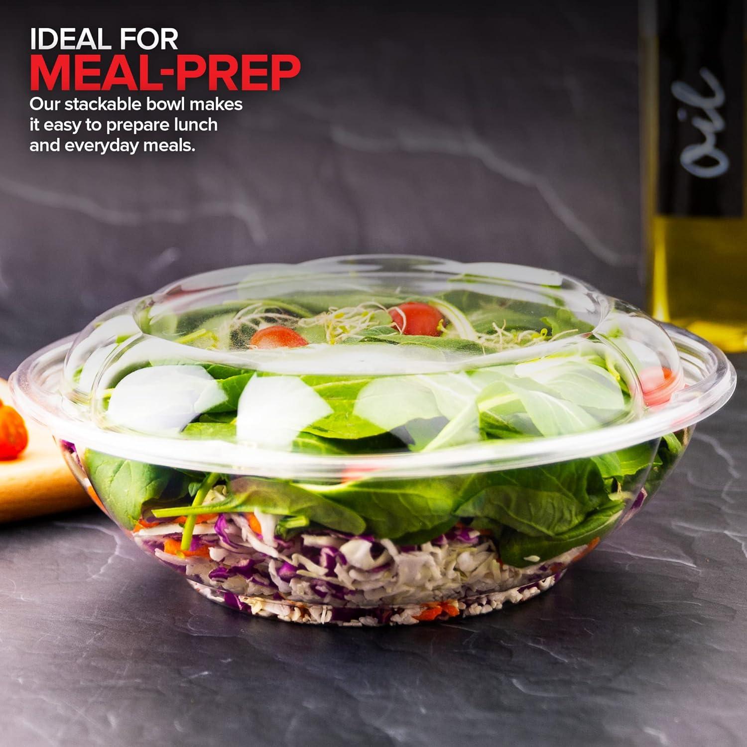 imageStock Your Home 24oz Clear Plastic Salad Bowls with Lids Disposable 50 Pack Small Takeout Container with Snap on Lid for Fruit Salads Quinoa Lunch and Meal Prep Acai Bowl ToGo Party Containers64 oz 10 Count