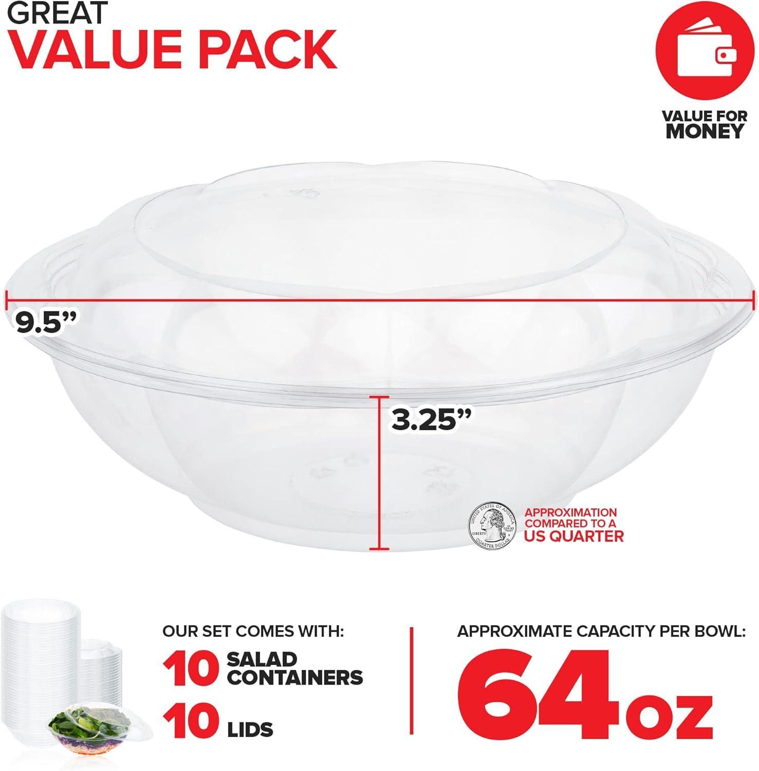 imageStock Your Home 24oz Clear Plastic Salad Bowls with Lids Disposable 50 Pack Small Takeout Container with Snap on Lid for Fruit Salads Quinoa Lunch and Meal Prep Acai Bowl ToGo Party Containers64 oz 10 Count