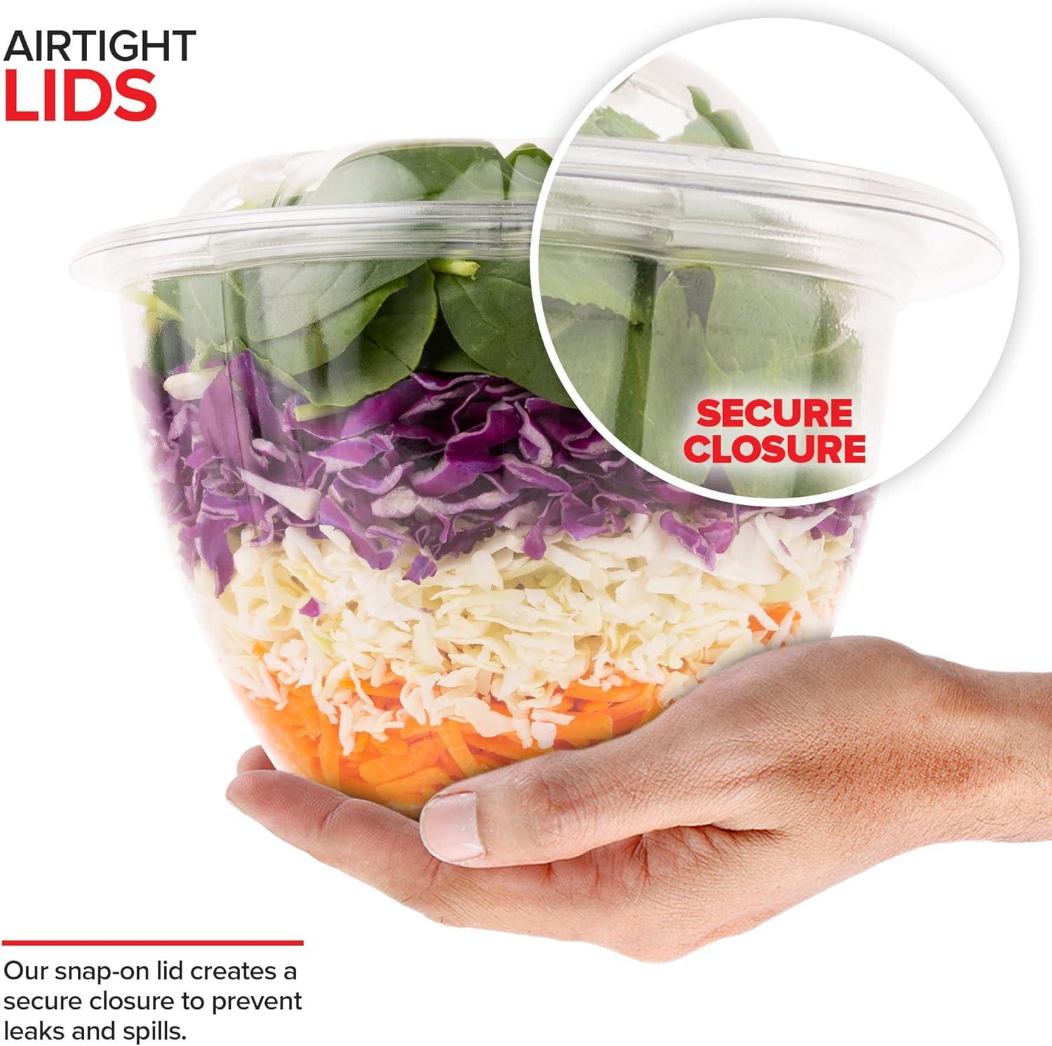 imageStock Your Home 24oz Clear Plastic Salad Bowls with Lids Disposable 50 Pack Small Takeout Container with Snap on Lid for Fruit Salads Quinoa Lunch and Meal Prep Acai Bowl ToGo Party Containers48 oz