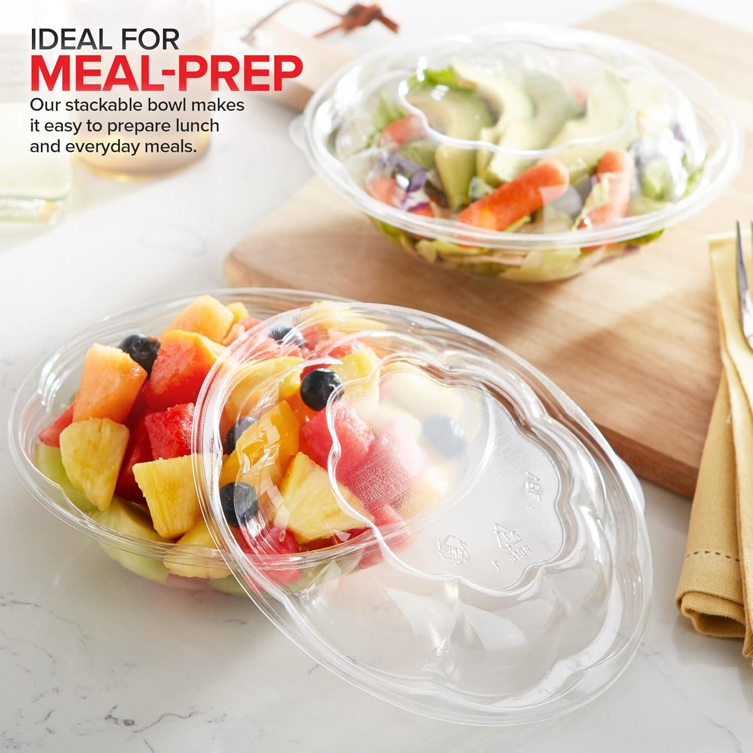 imageStock Your Home 24oz Clear Plastic Salad Bowls with Lids Disposable 50 Pack Small Takeout Container with Snap on Lid for Fruit Salads Quinoa Lunch and Meal Prep Acai Bowl ToGo Party Containers18oz