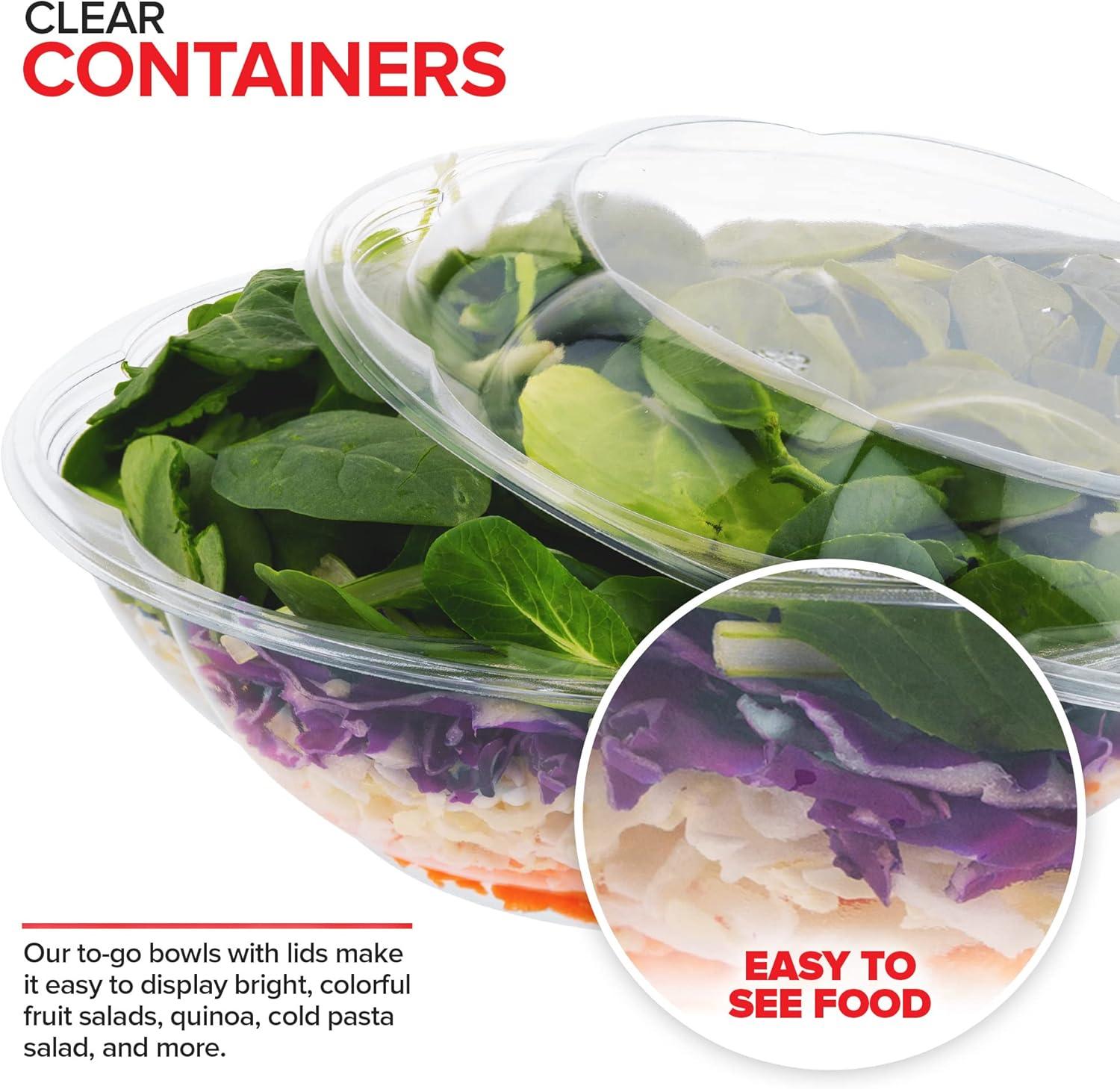 imageStock Your Home 24oz Clear Plastic Salad Bowls with Lids Disposable 50 Pack Small Takeout Container with Snap on Lid for Fruit Salads Quinoa Lunch and Meal Prep Acai Bowl ToGo Party Containers64 oz 10 Count