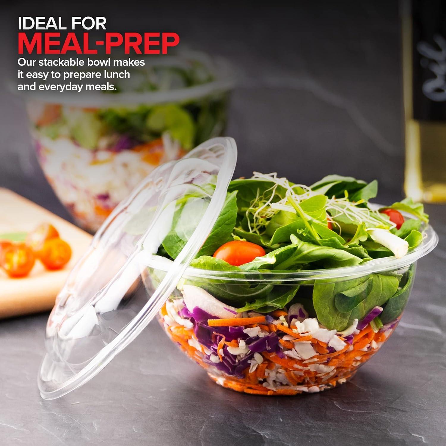 imageStock Your Home 24oz Clear Plastic Salad Bowls with Lids Disposable 50 Pack Small Takeout Container with Snap on Lid for Fruit Salads Quinoa Lunch and Meal Prep Acai Bowl ToGo Party Containers32 oz 50 Count